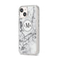 Marble Initials Circle Personalised iPhone 14 Clear Tough Case Starlight Angled Image