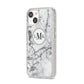 Marble Initials Circle Personalised iPhone 14 Glitter Tough Case Starlight Angled Image