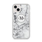 Marble Initials Circle Personalised iPhone 14 Plus Clear Tough Case Starlight