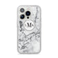 Marble Initials Circle Personalised iPhone 14 Pro Glitter Tough Case Silver