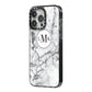 Marble Initials Circle Personalised iPhone 14 Pro Max Black Impact Case Side Angle on Silver phone