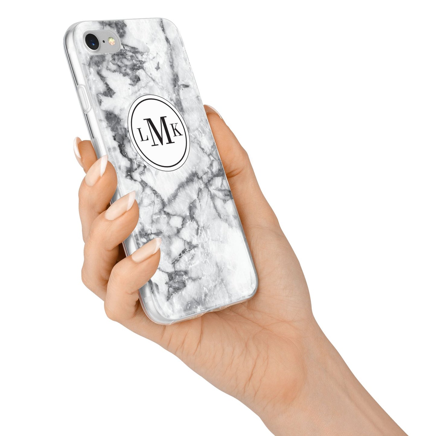 Marble Initials Circle Personalised iPhone 7 Bumper Case on Silver iPhone Alternative Image