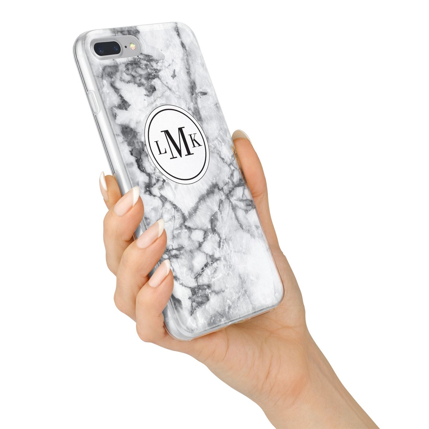Marble Initials Circle Personalised iPhone 7 Plus Bumper Case on Silver iPhone Alternative Image