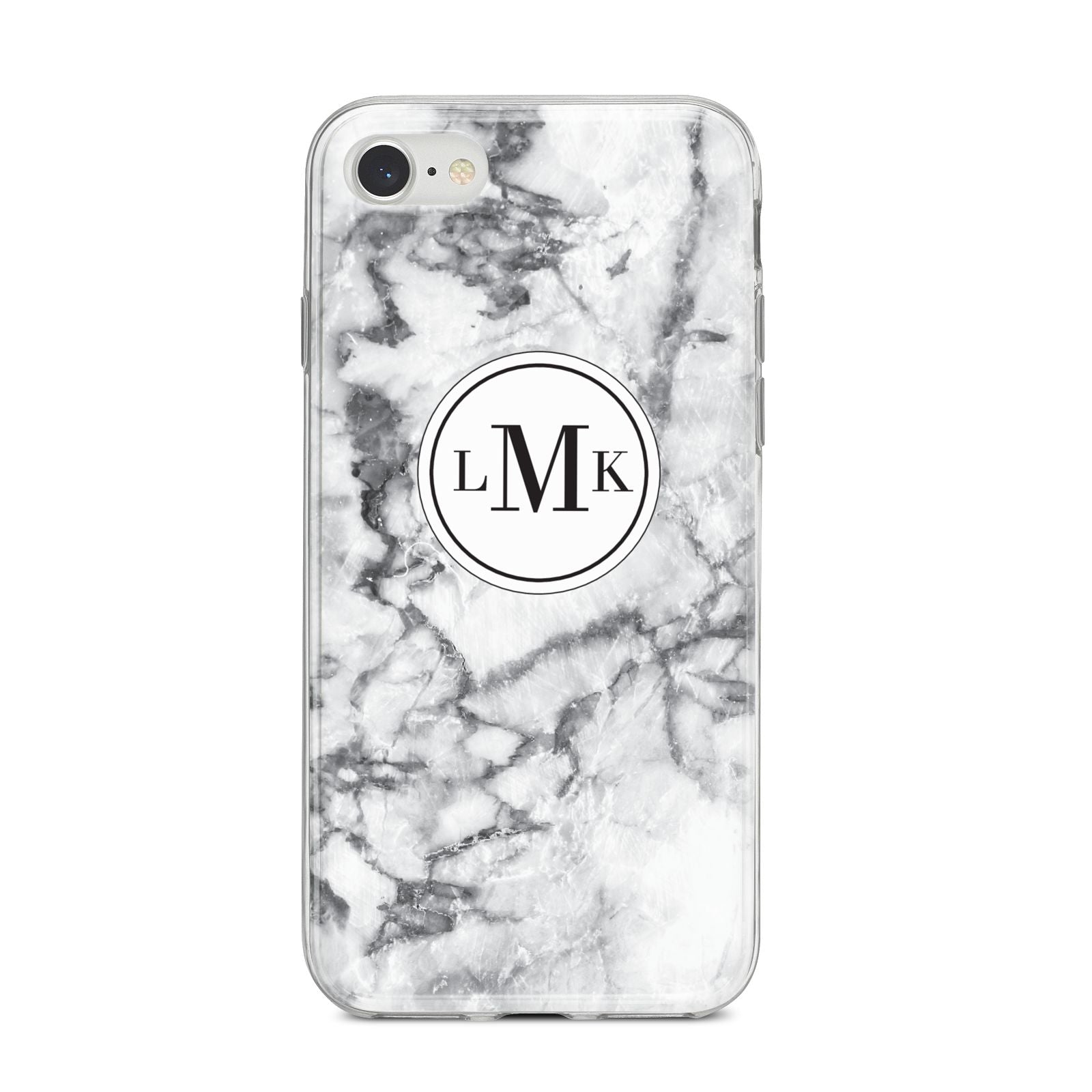 Marble Initials Circle Personalised iPhone 8 Bumper Case on Silver iPhone