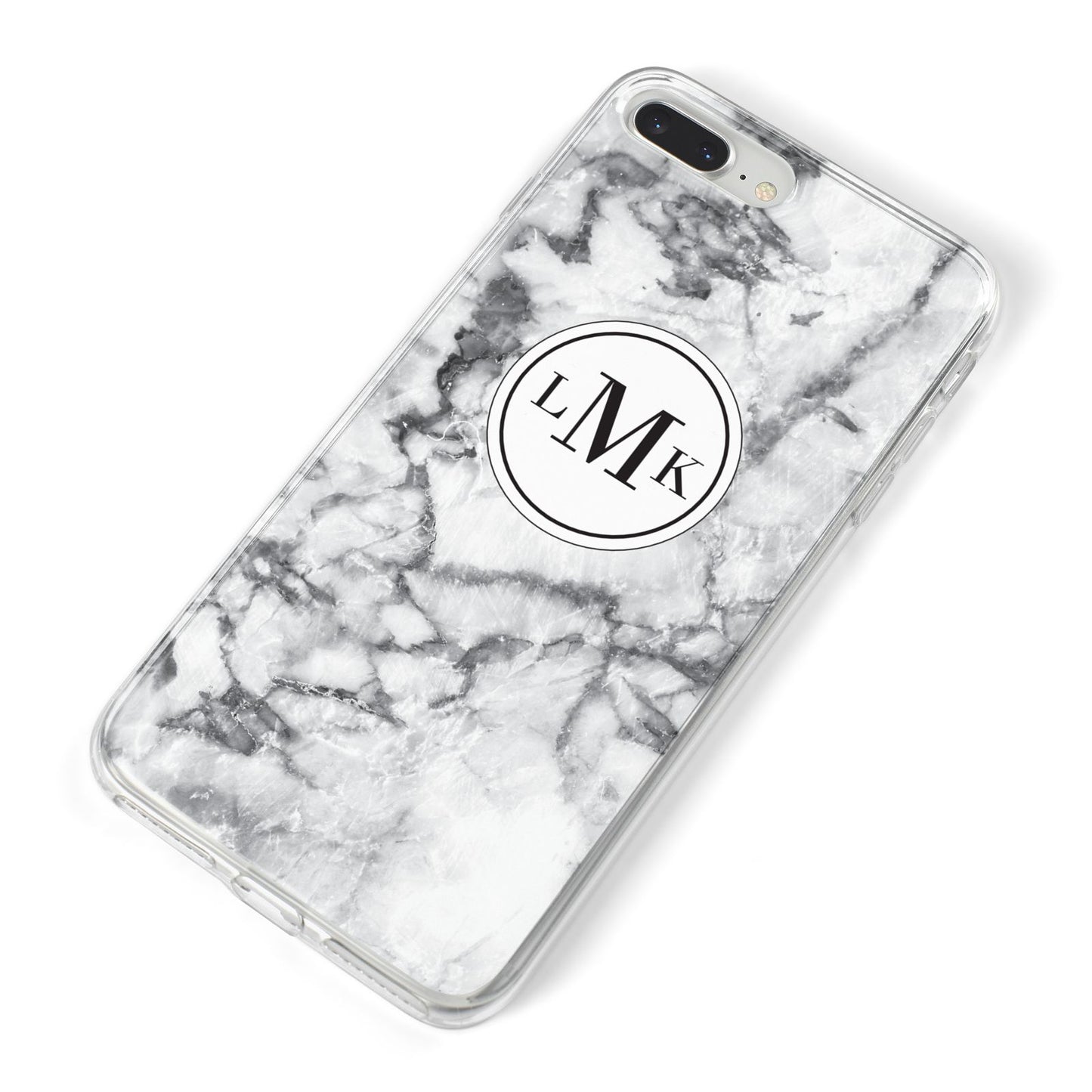 Marble Initials Circle Personalised iPhone 8 Plus Bumper Case on Silver iPhone Alternative Image