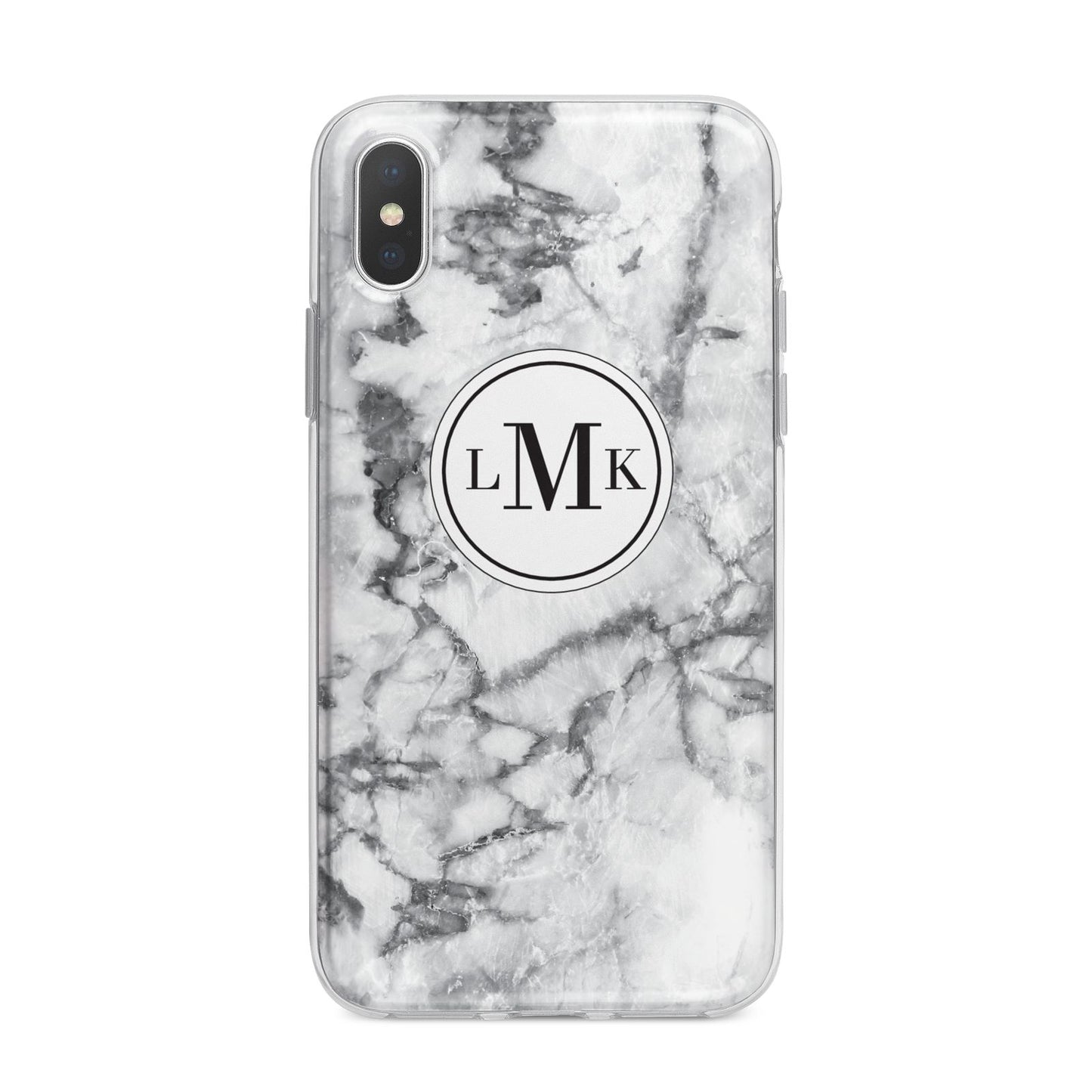 Marble Initials Circle Personalised iPhone X Bumper Case on Silver iPhone Alternative Image 1