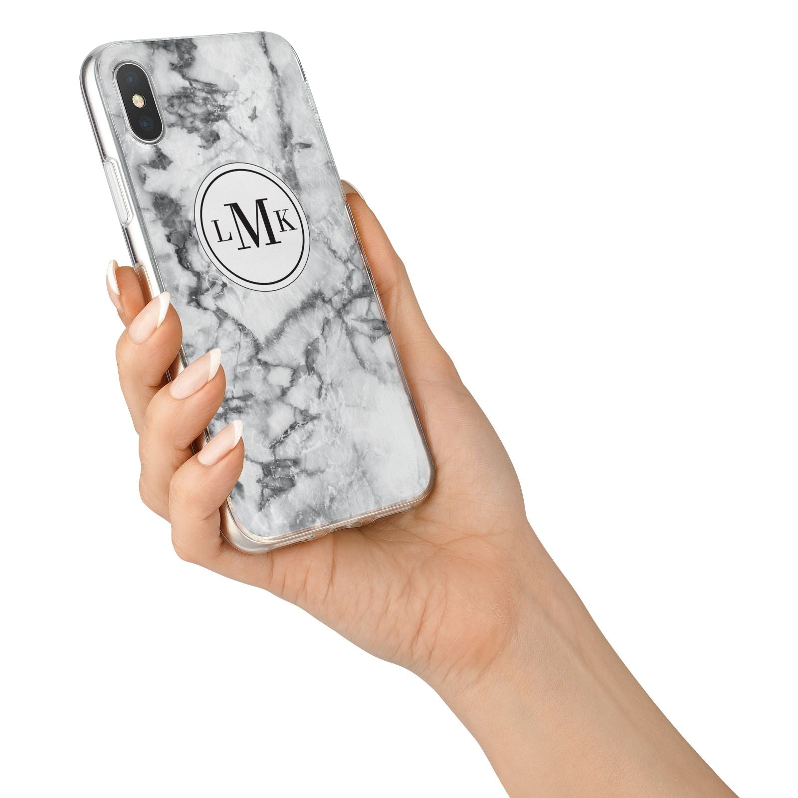 Marble Initials Circle Personalised iPhone X Bumper Case on Silver iPhone Alternative Image 2