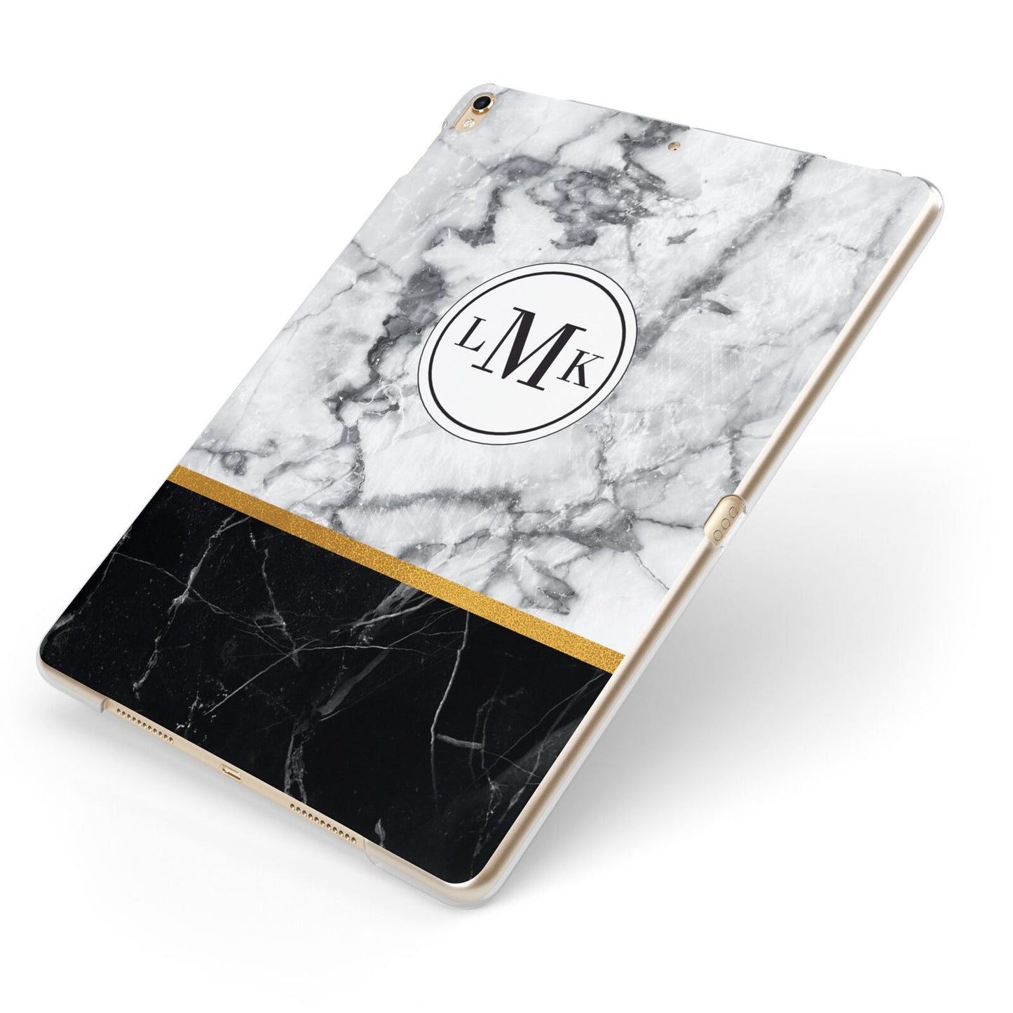 Marble Initials Geometric Personalised Apple iPad Case on Gold iPad Side View