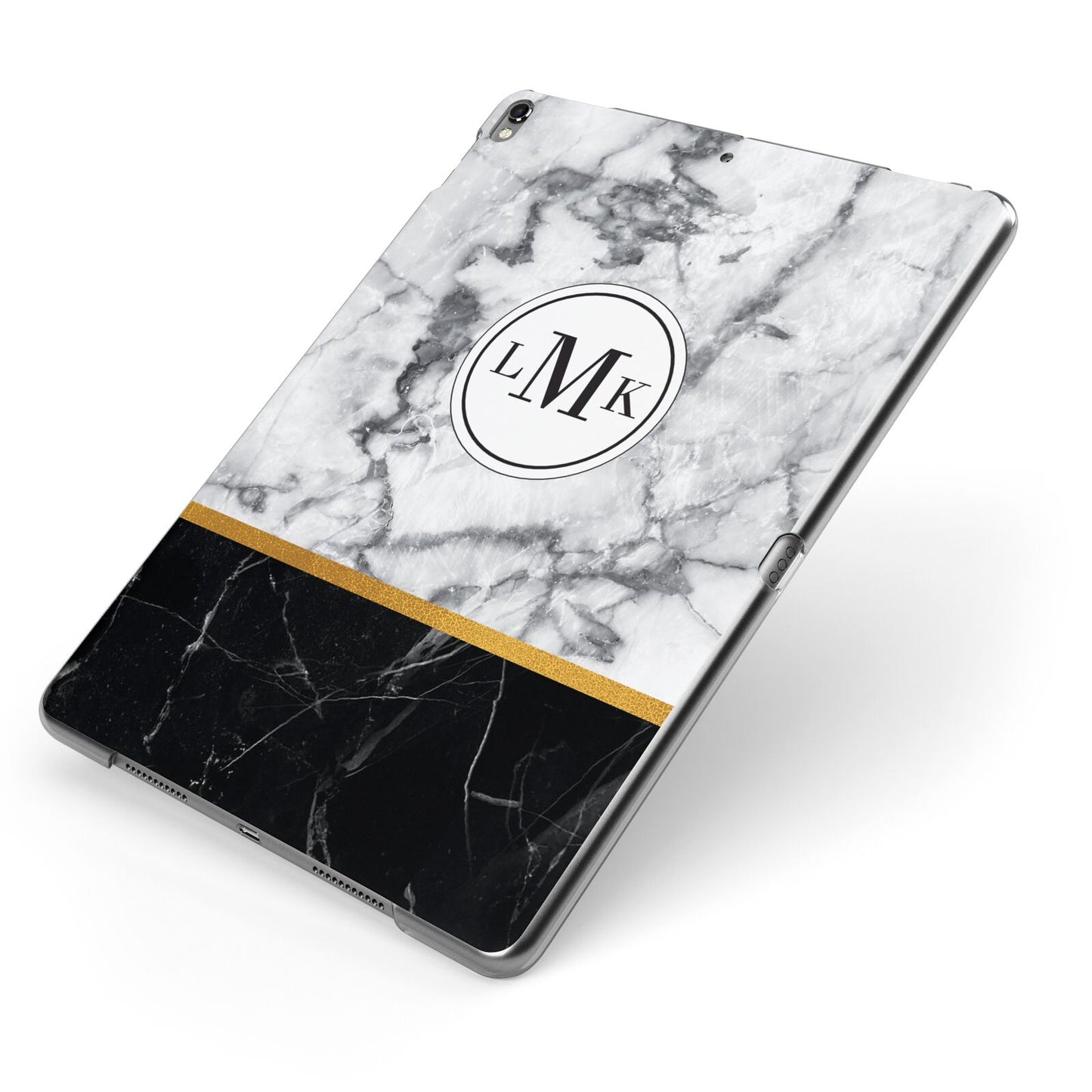 Marble Initials Geometric Personalised Apple iPad Case on Grey iPad Side View