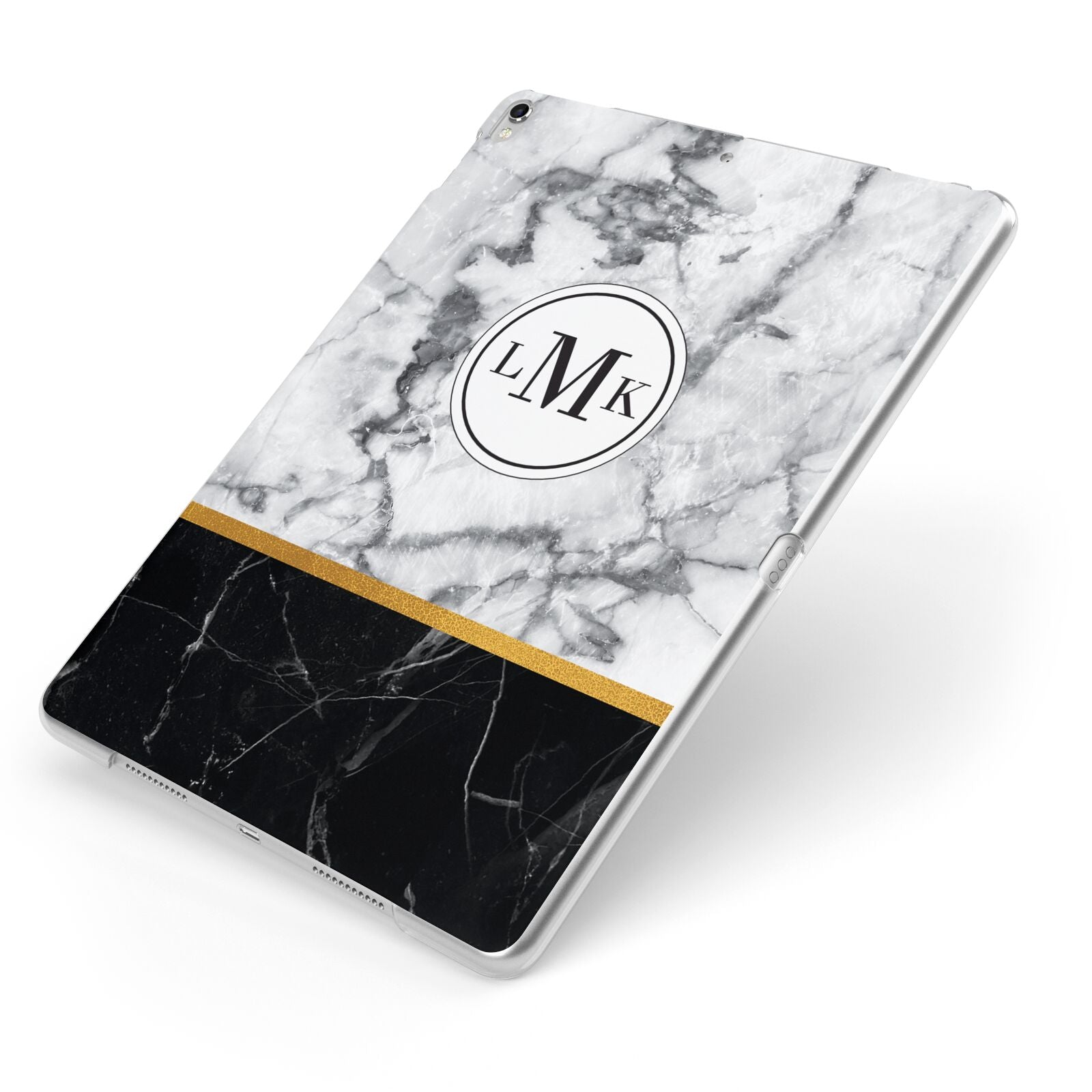 Marble Initials Geometric Personalised Apple iPad Case on Silver iPad Side View