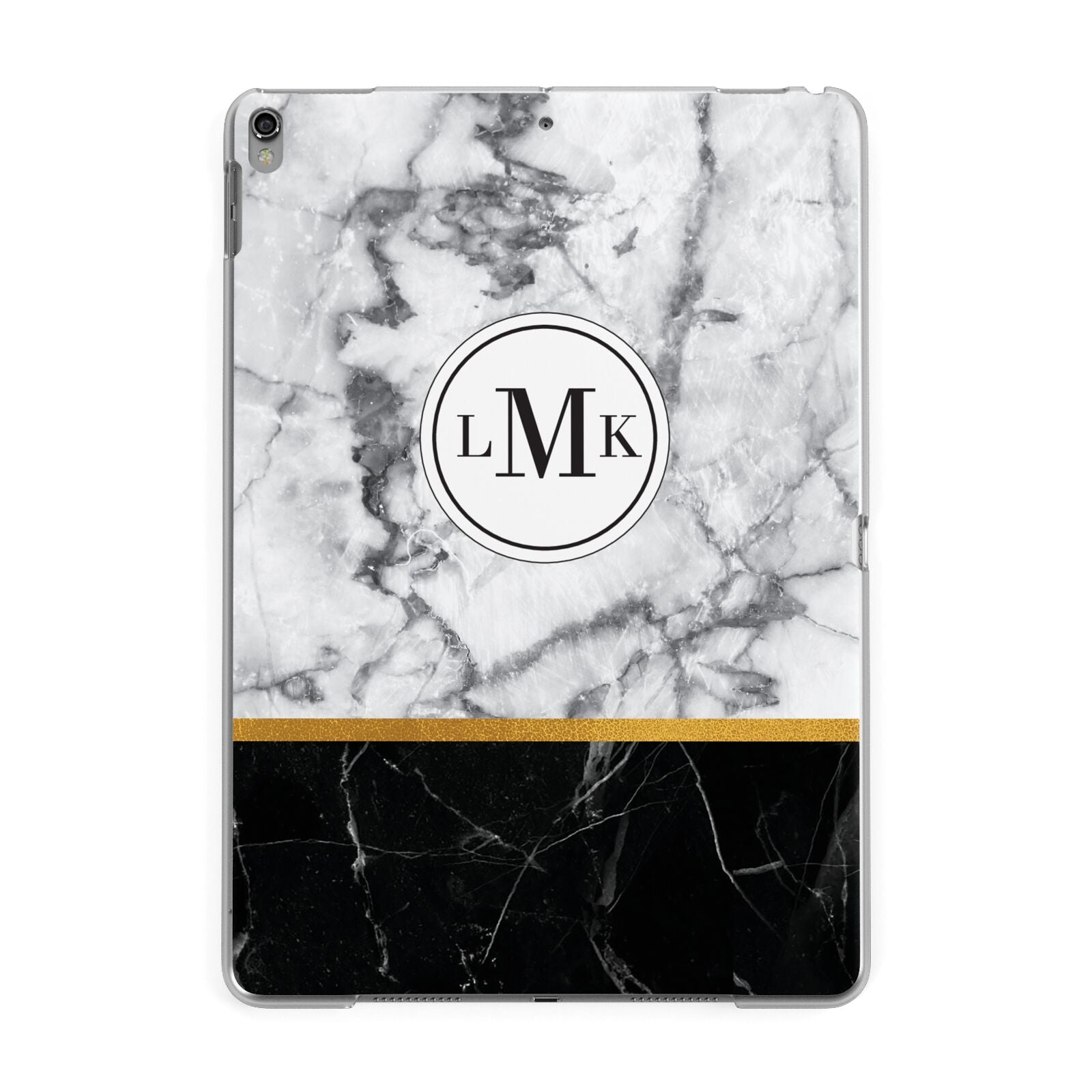 Marble Initials Geometric Personalised Apple iPad Grey Case