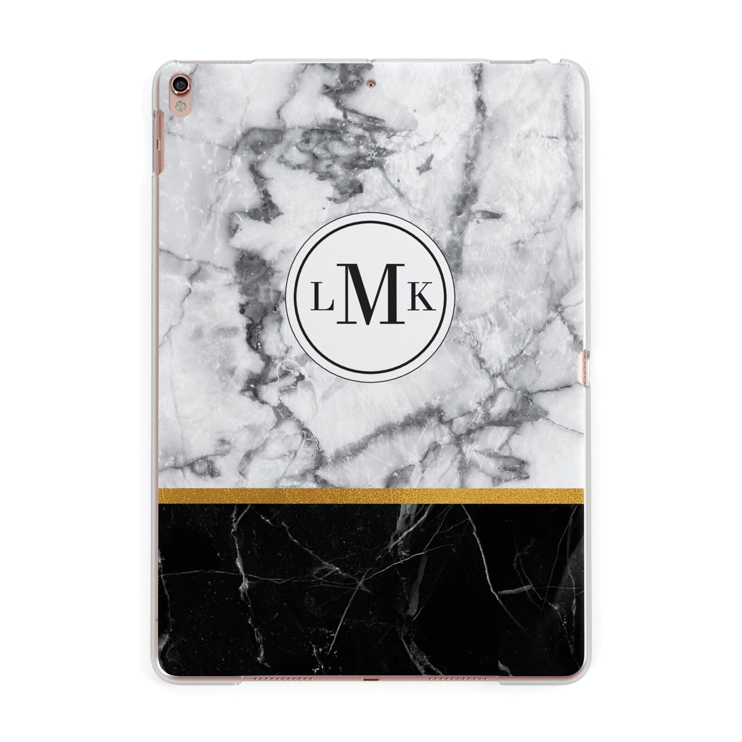 Marble Initials Geometric Personalised Apple iPad Rose Gold Case