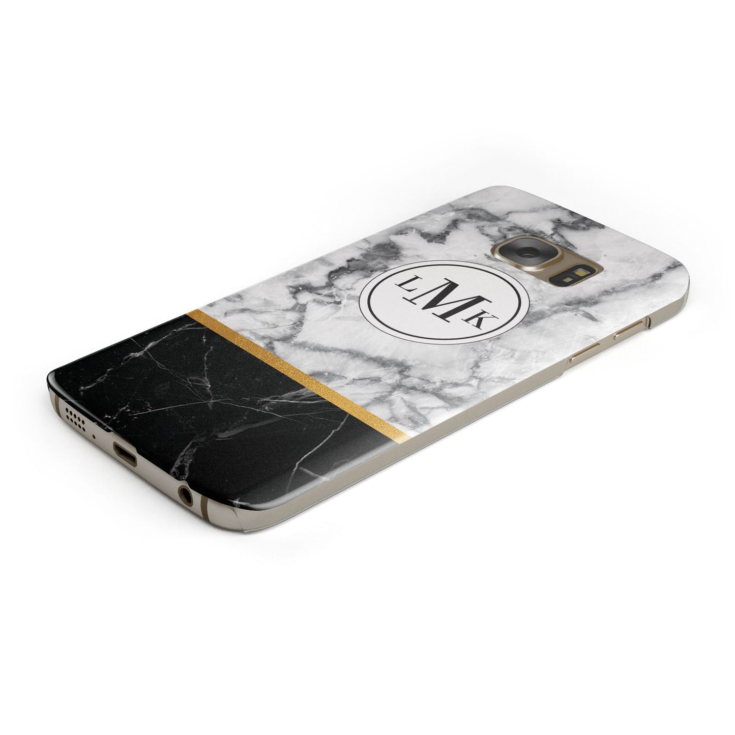 Marble Initials Geometric Personalised Protective Samsung Galaxy Case Angled Image