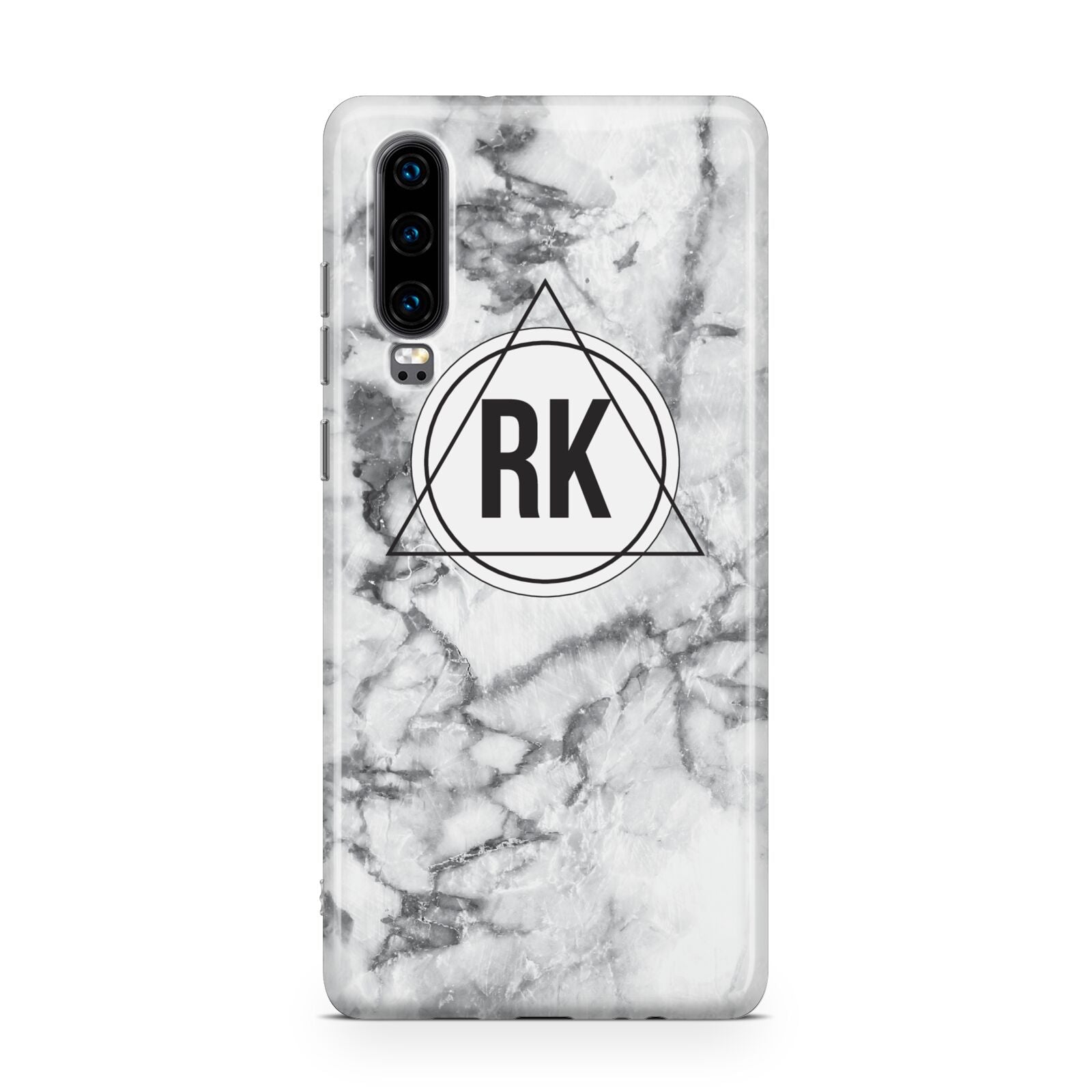 Marble Initials Triangle Personalised Huawei P30 Phone Case