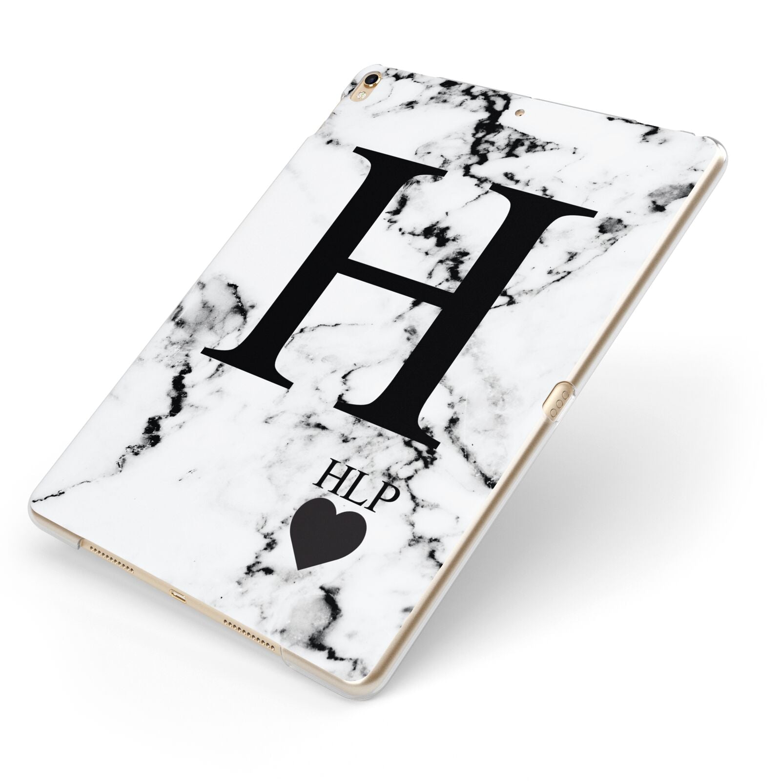 Marble Love Heart Personalised Apple iPad Case on Gold iPad Side View