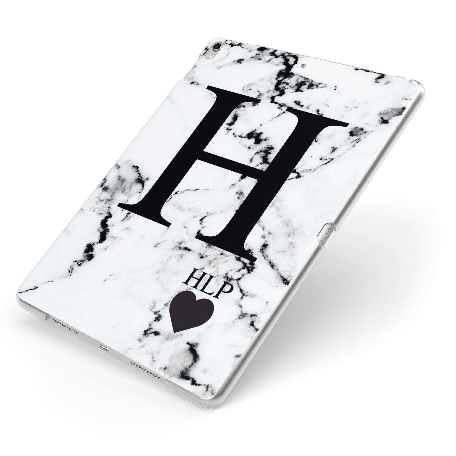 Marble Love Heart Personalised Apple iPad Case on Silver iPad Side View