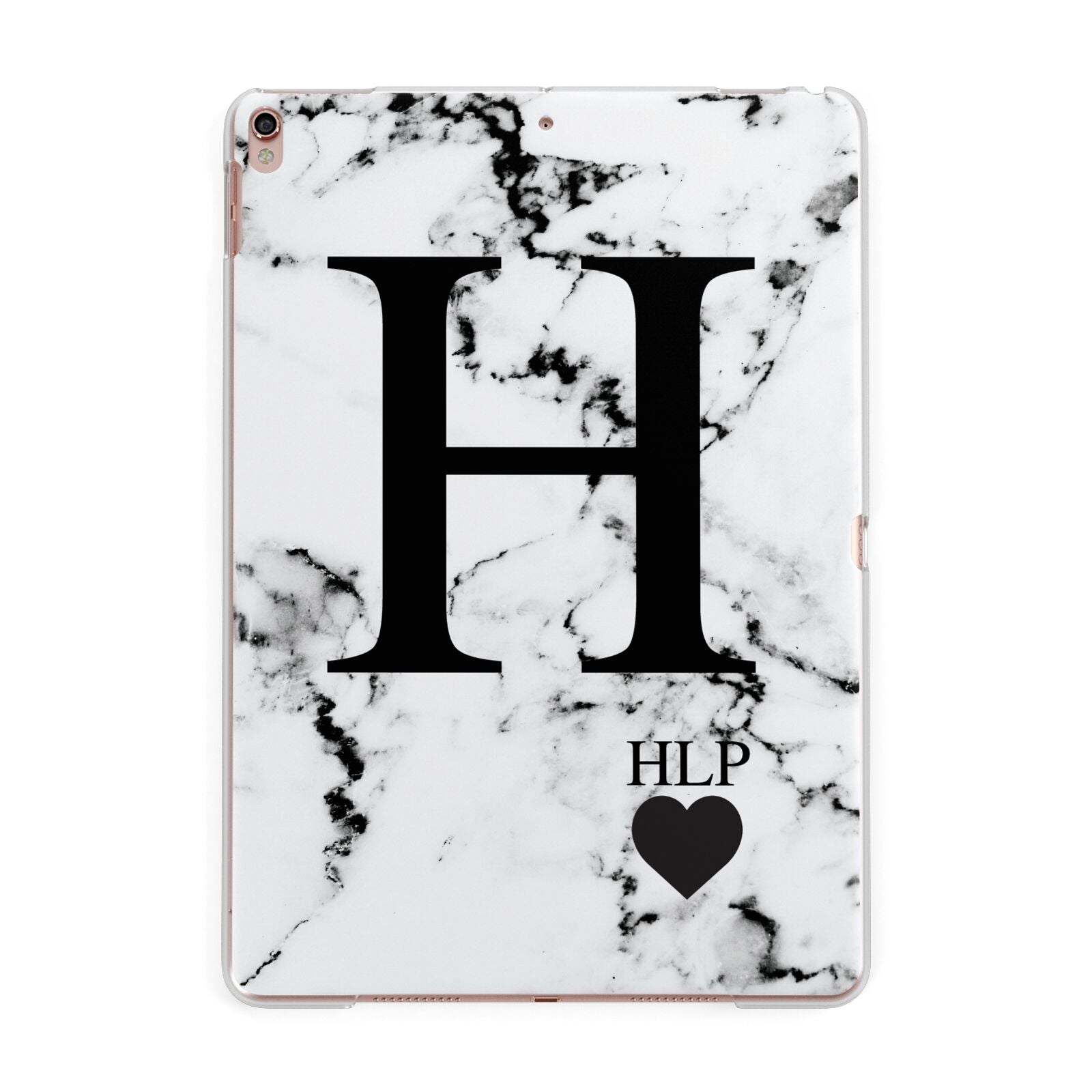 Marble Love Heart Personalised Apple iPad Rose Gold Case