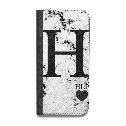 Marble Love Heart Personalised Vegan Leather Flip iPhone Case
