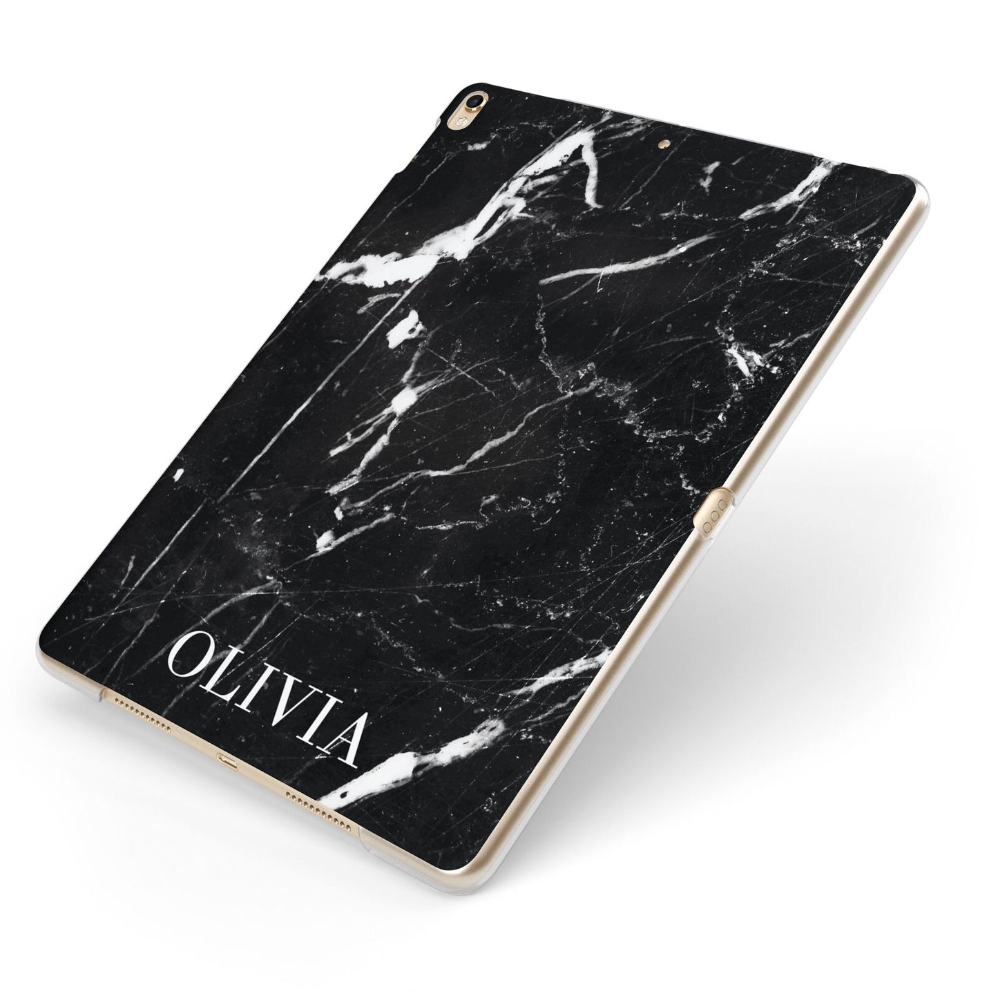 Marble Name Personalised Apple iPad Case on Gold iPad Side View