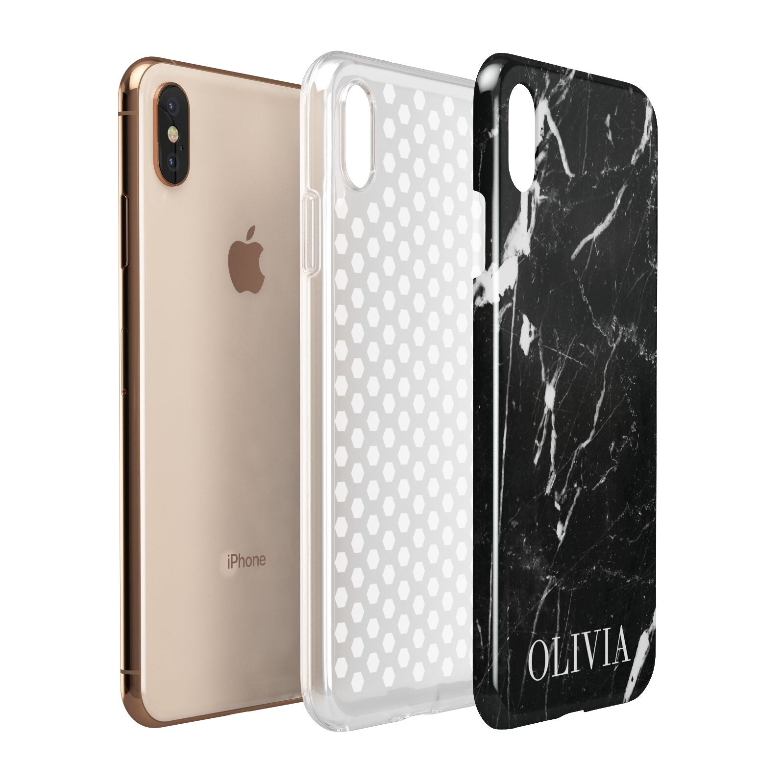 Marble Name Personalised Apple iPhone Xs Max 3D Tough Case Expanded View