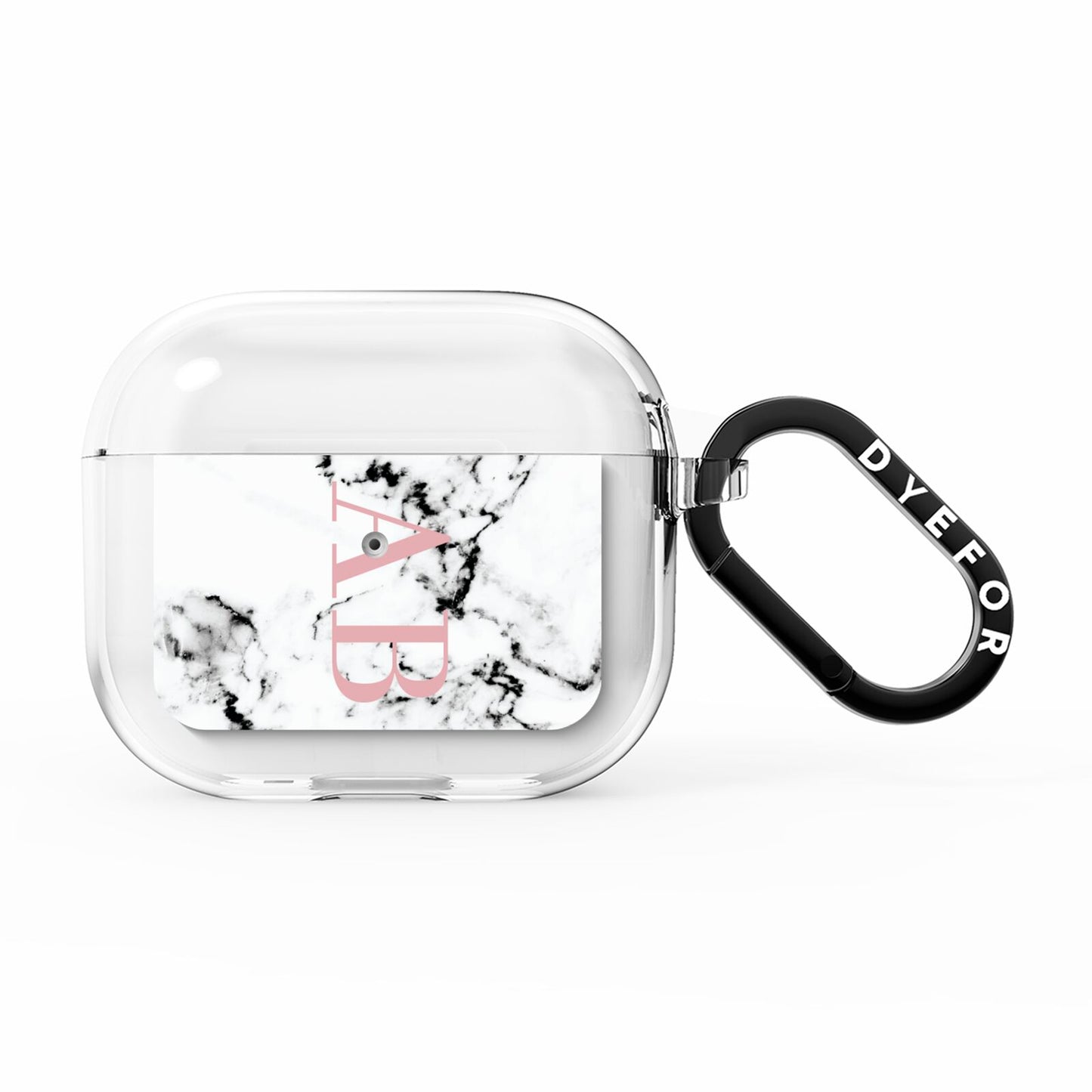 Marble Pattern Pink Initials Personalised AirPods Clear Case 3rd Gen