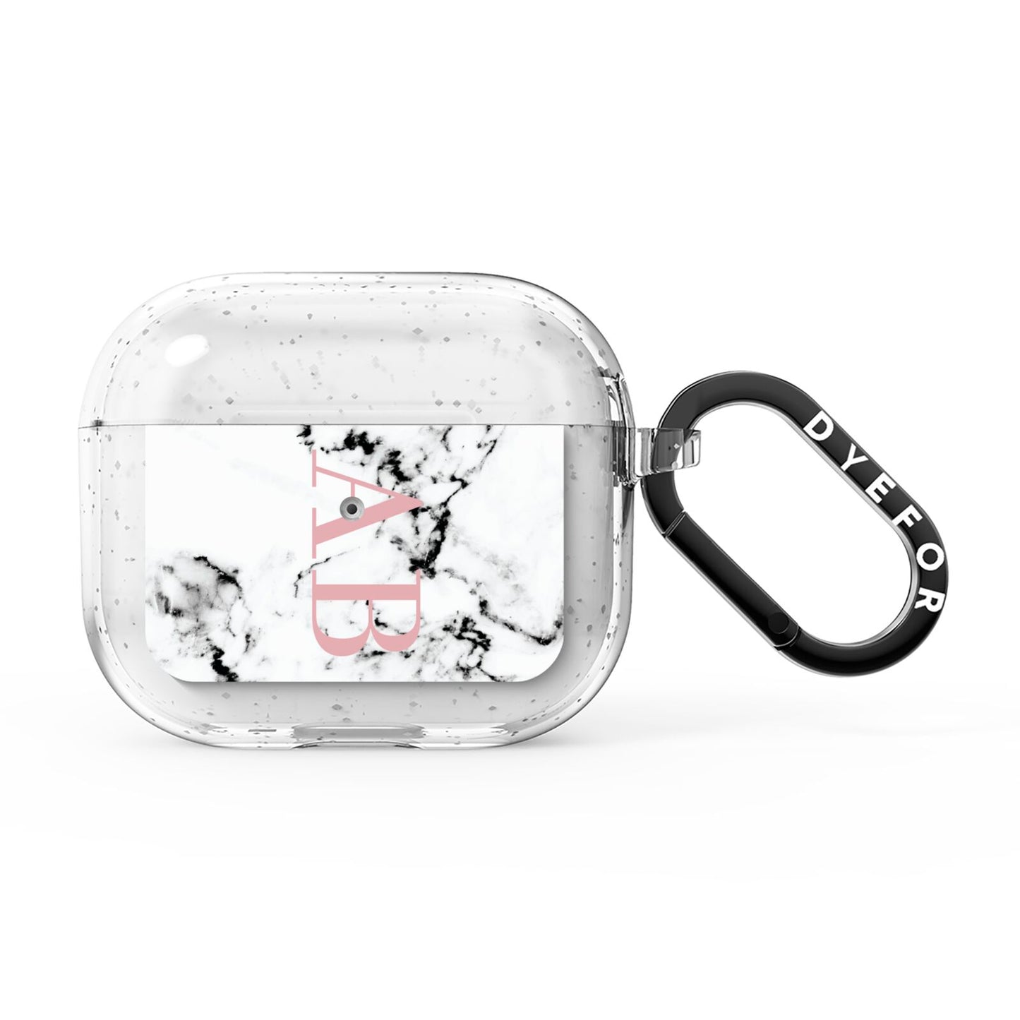 Marble Pattern Pink Initials Personalised AirPods Glitter Case 3rd Gen