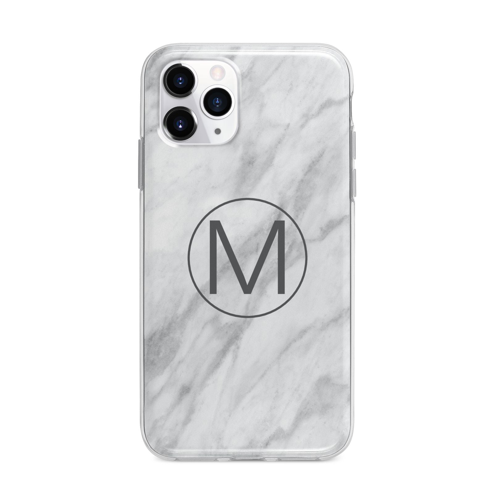 Marble Personalised Initial Apple iPhone 11 Pro Max in Silver with Bumper Case