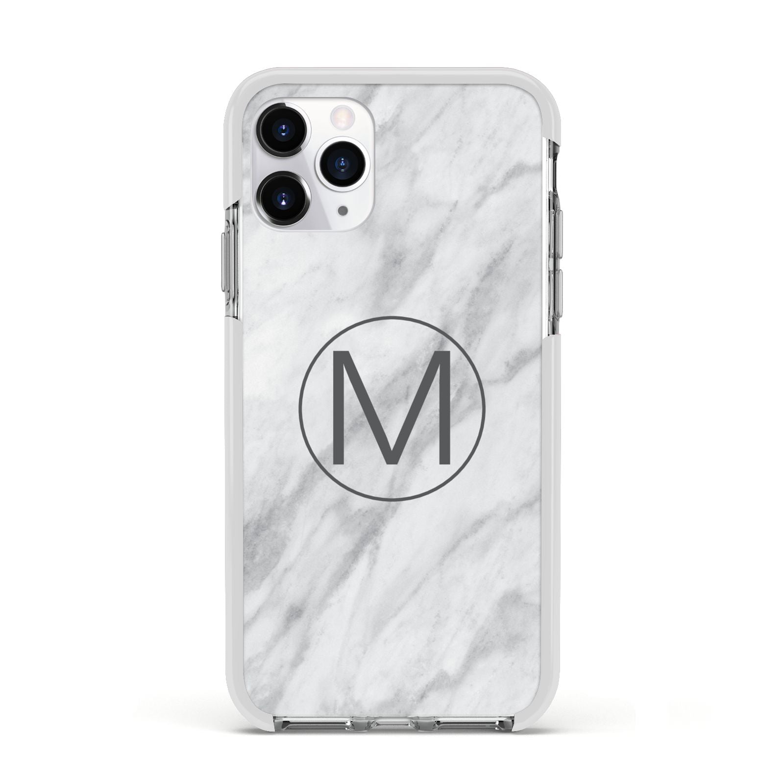 Marble Personalised Initial Apple iPhone 11 Pro in Silver with White Impact Case