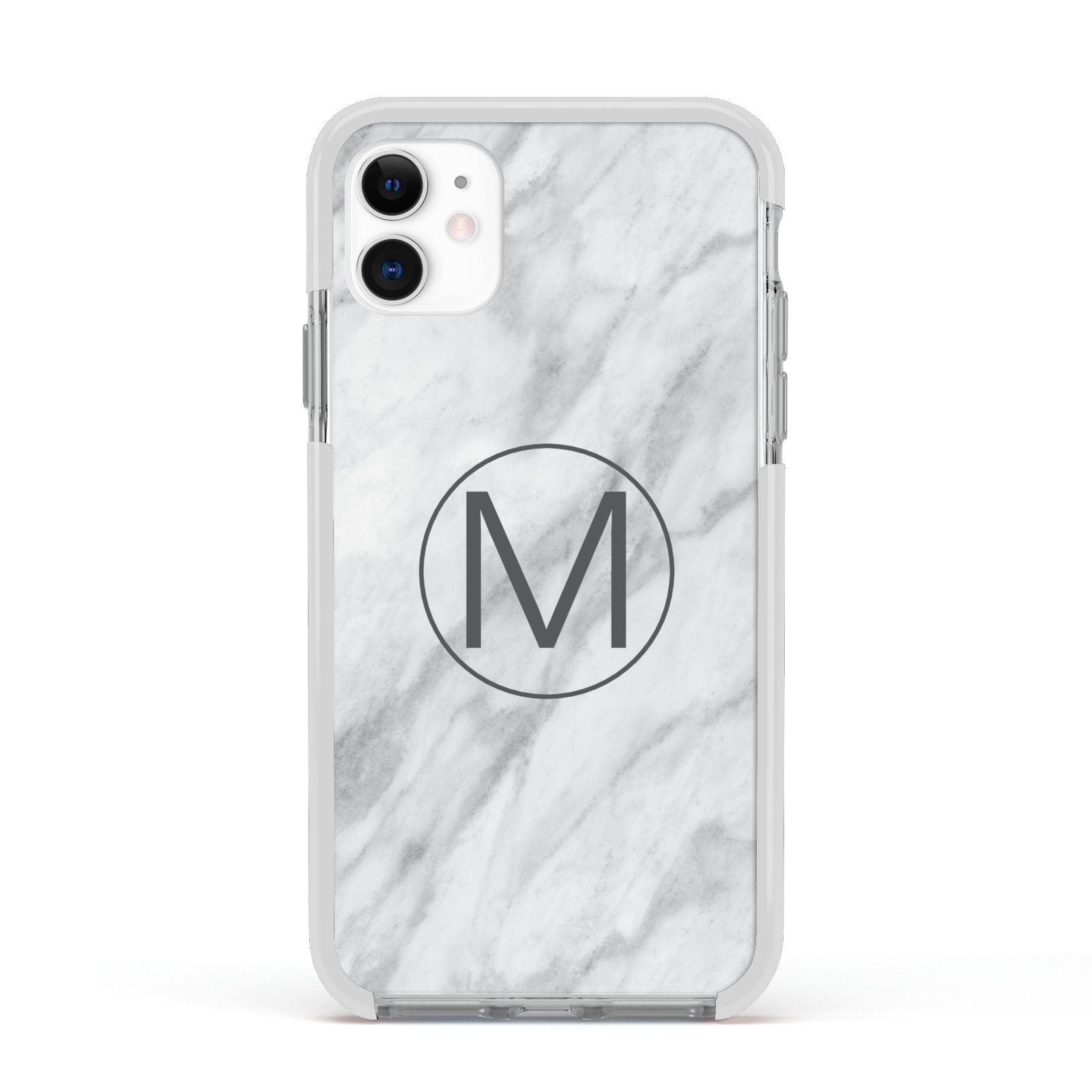 Marble Personalised Initial Apple iPhone 11 in White with White Impact Case