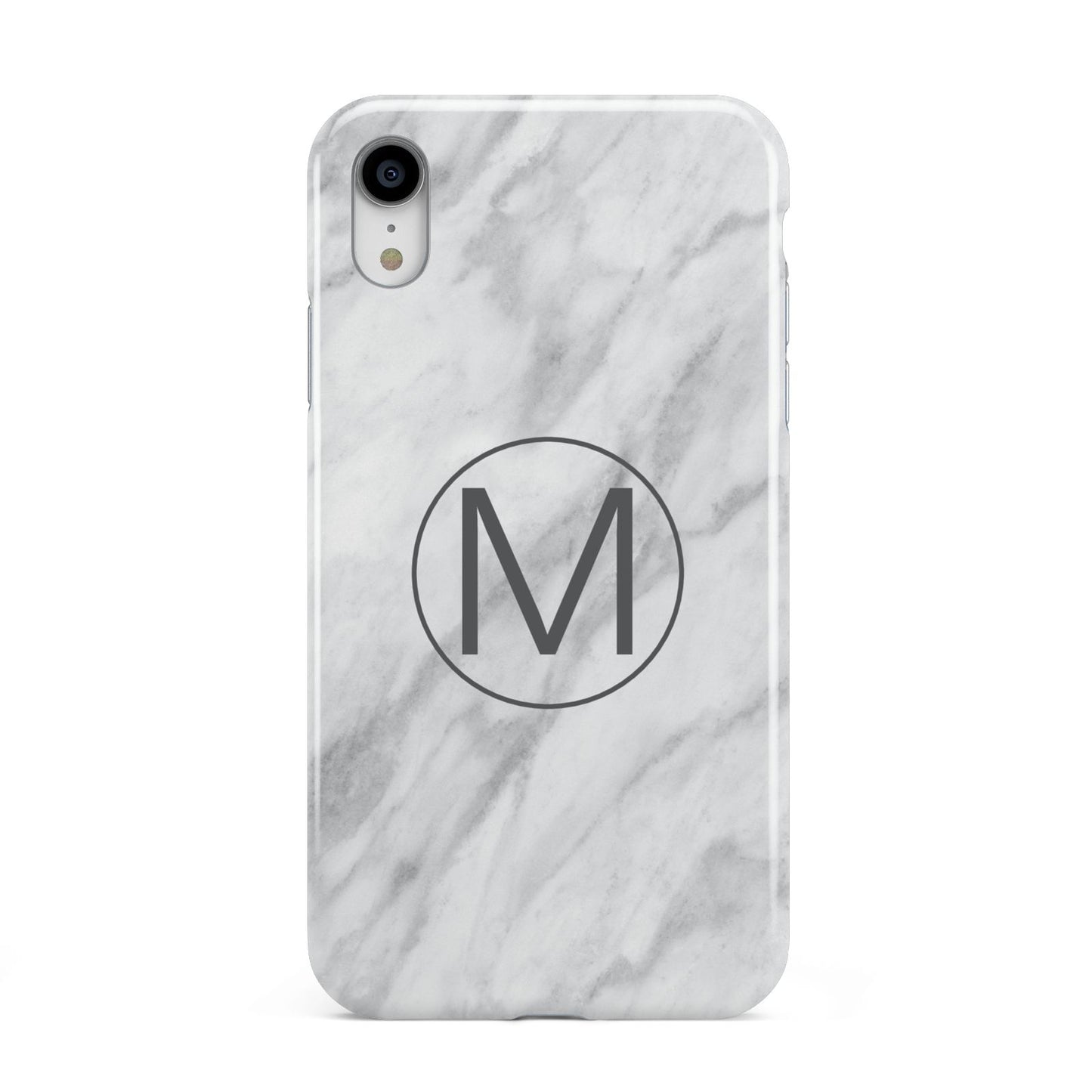 Marble Personalised Initial Apple iPhone XR White 3D Tough Case