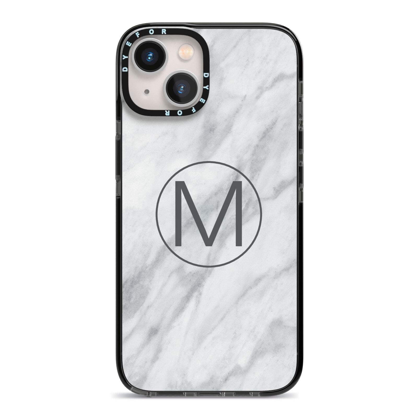 Marble Personalised Initial iPhone 13 Black Impact Case on Silver phone