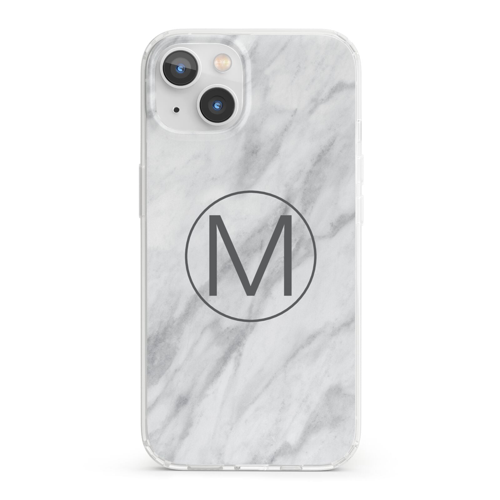 Marble Personalised Initial iPhone 13 Clear Bumper Case