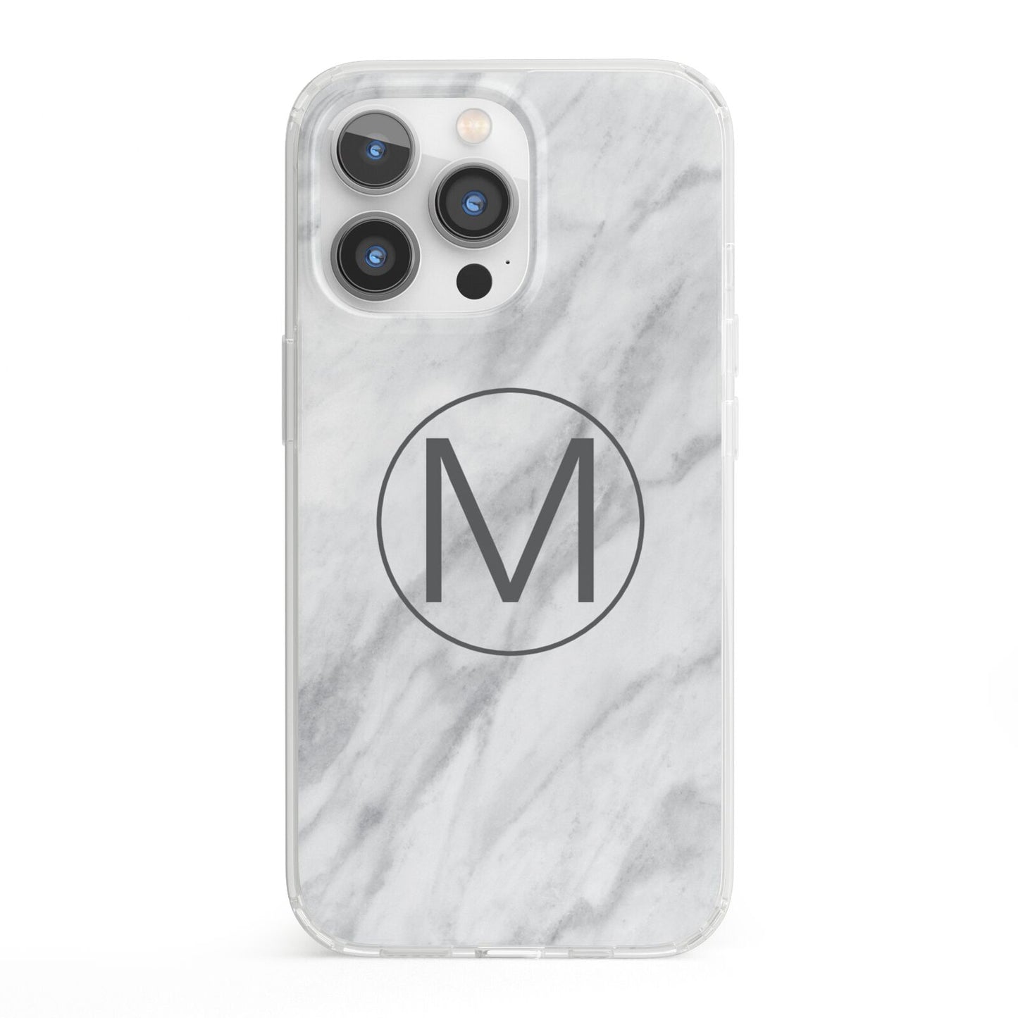 Marble Personalised Initial iPhone 13 Pro Clear Bumper Case