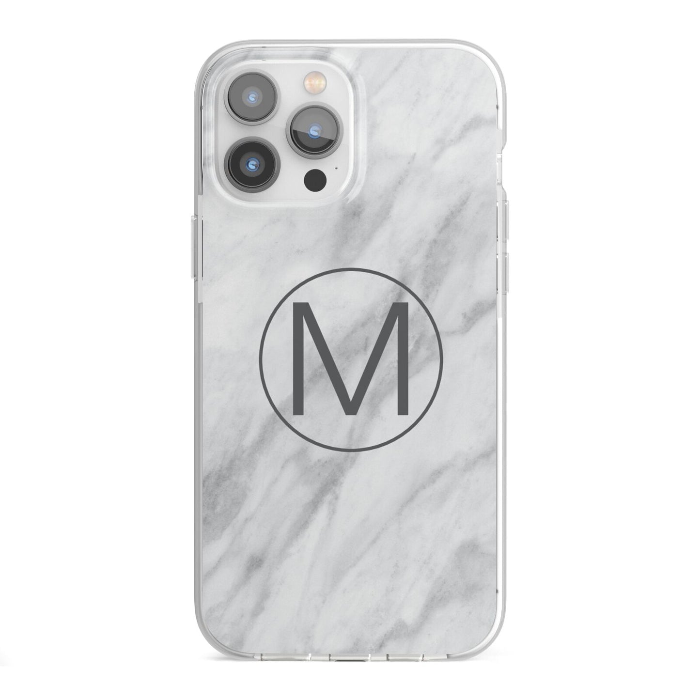 Marble Personalised Initial iPhone 13 Pro Max TPU Impact Case with White Edges