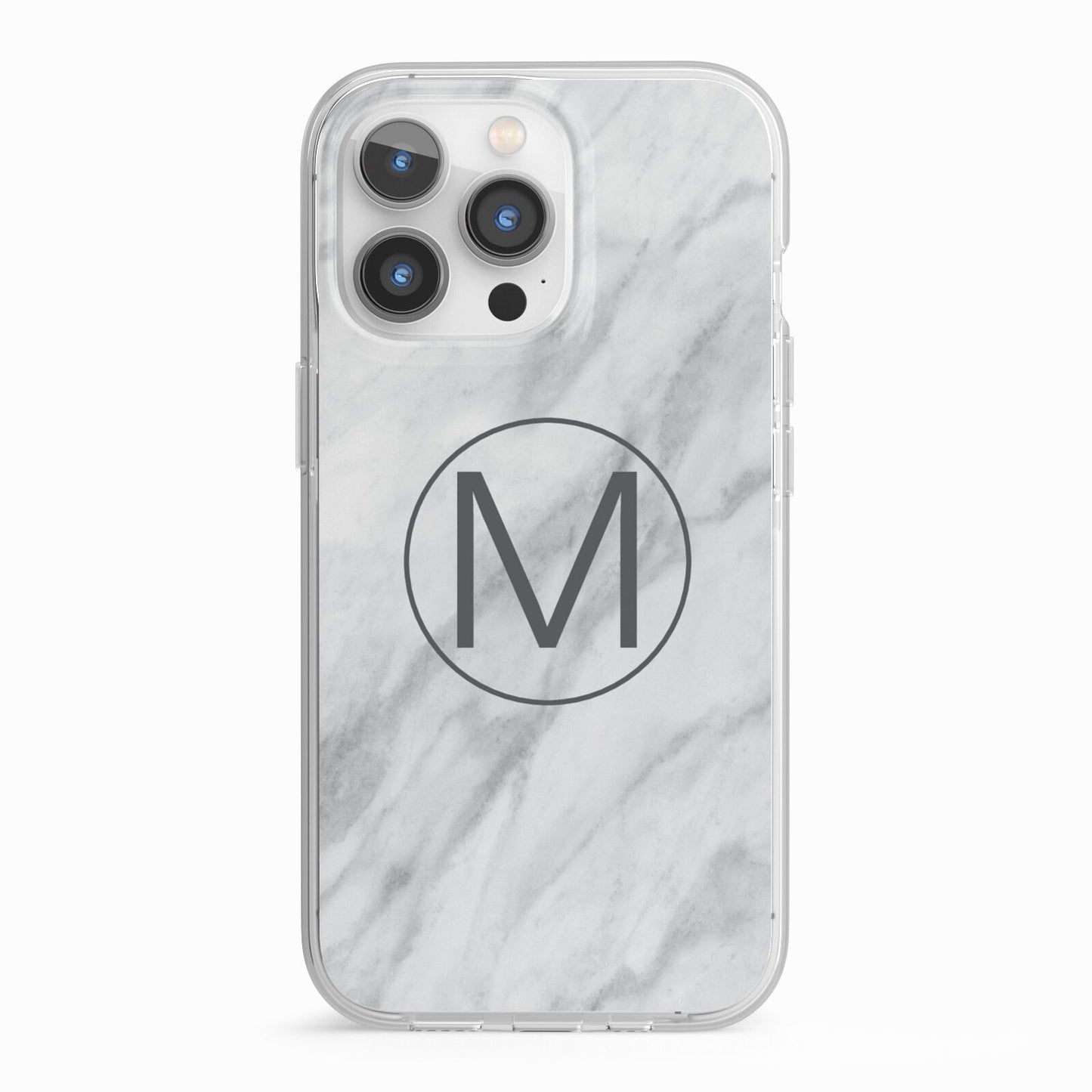 Marble Personalised Initial iPhone 13 Pro TPU Impact Case with White Edges