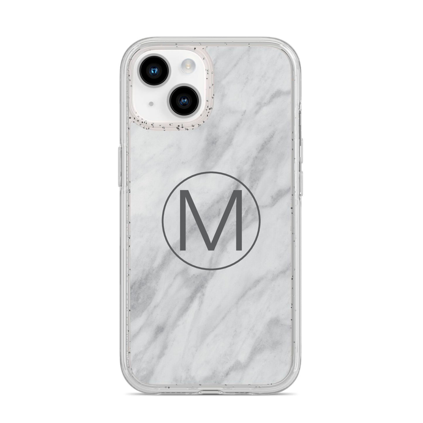 Marble Personalised Initial iPhone 14 Glitter Tough Case Starlight