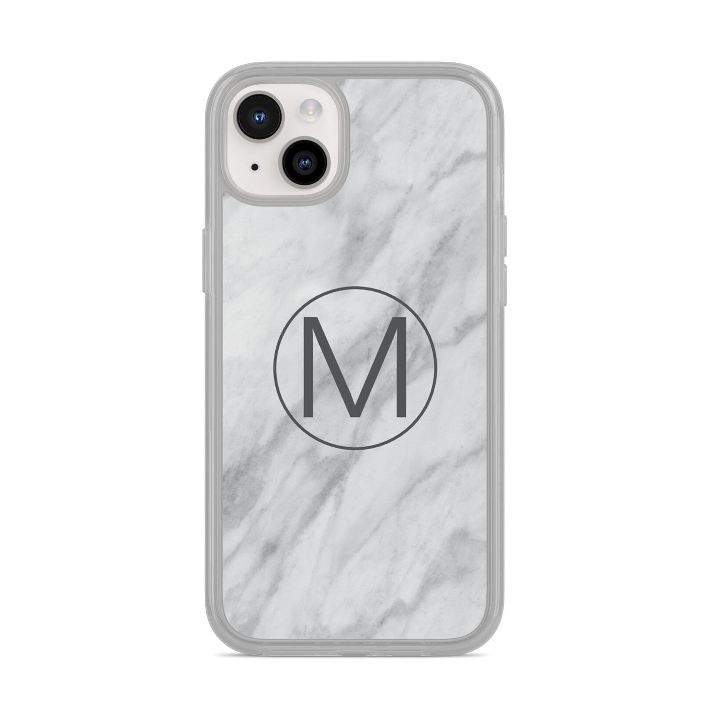 Marble Personalised Initial iPhone 14 Plus Clear Tough Case Starlight