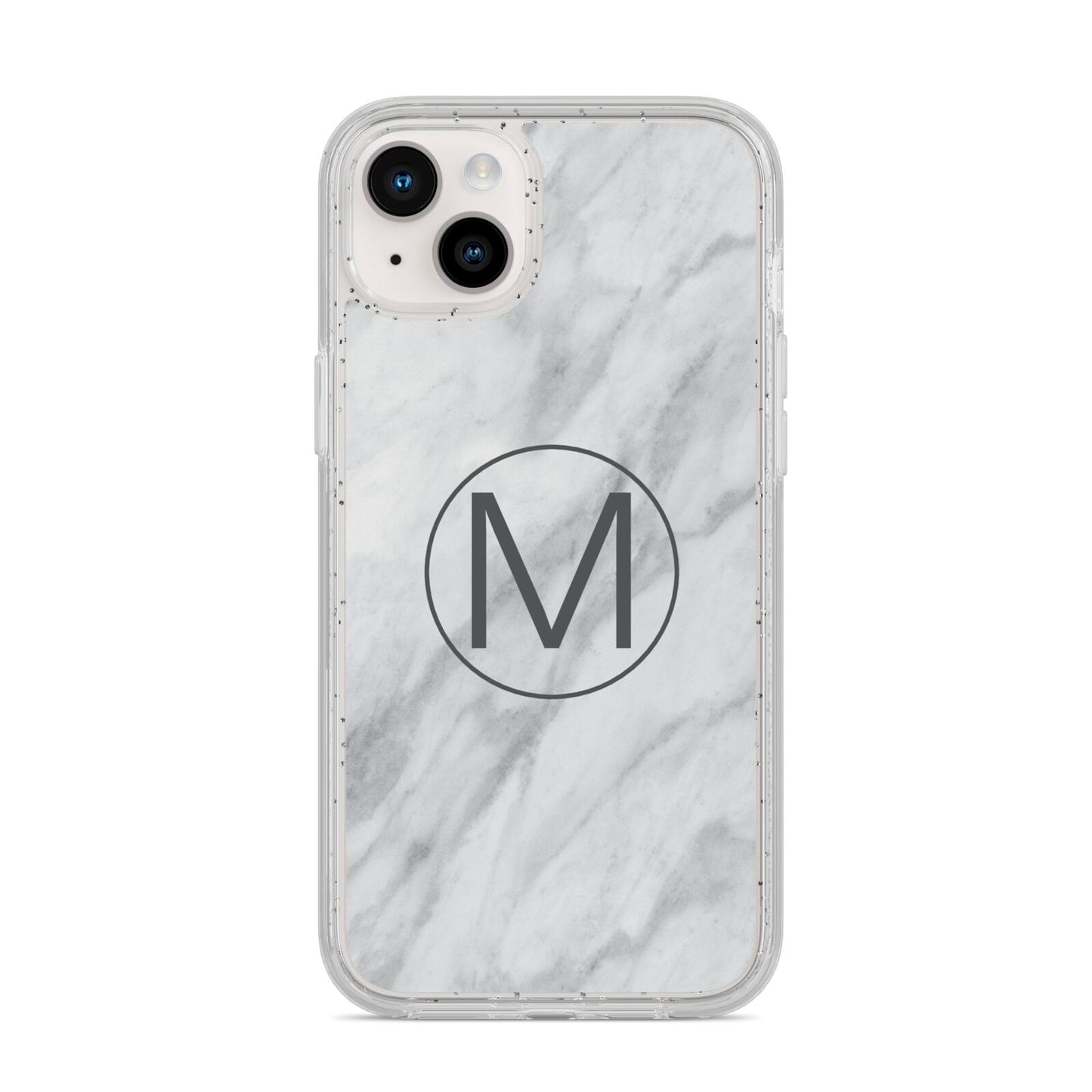 Marble Personalised Initial iPhone 14 Plus Glitter Tough Case Starlight