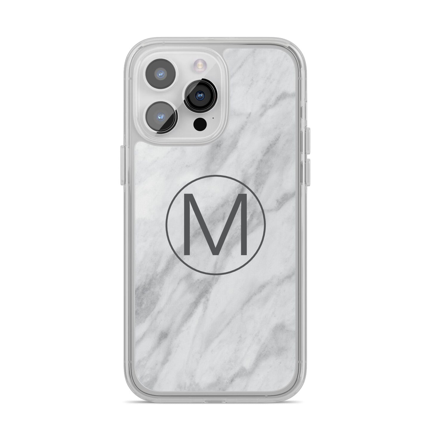 Marble Personalised Initial iPhone 14 Pro Max Clear Tough Case Silver