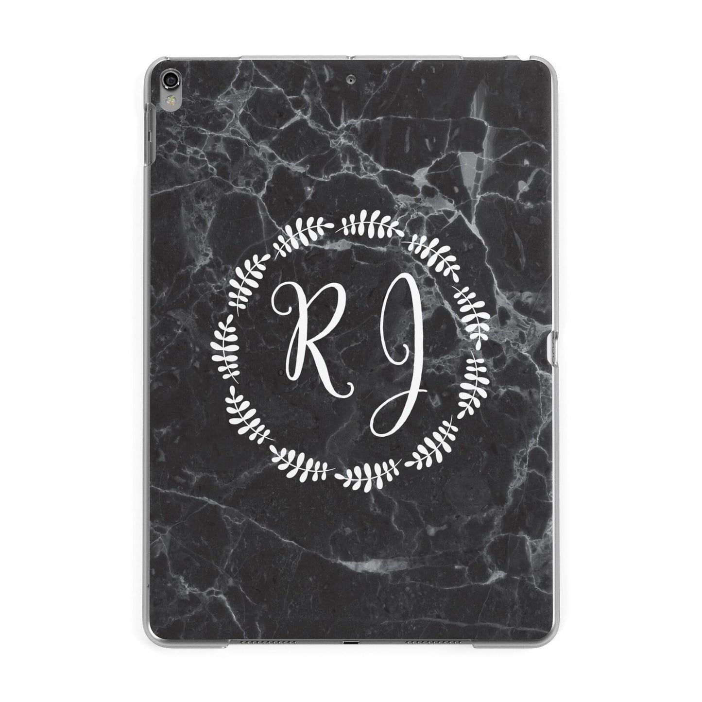 Marble Personalised Initials Apple iPad Grey Case