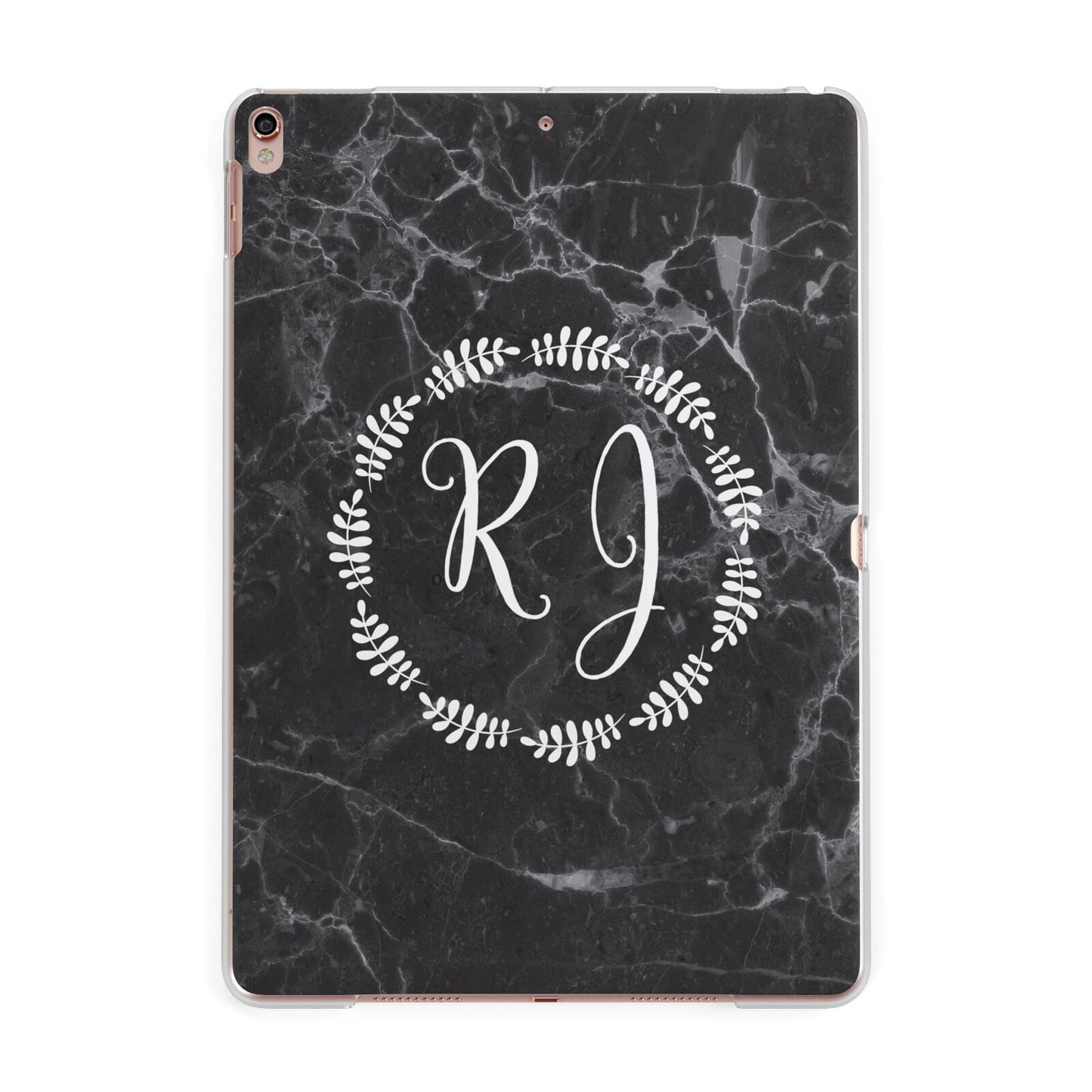 Marble Personalised Initials Apple iPad Rose Gold Case