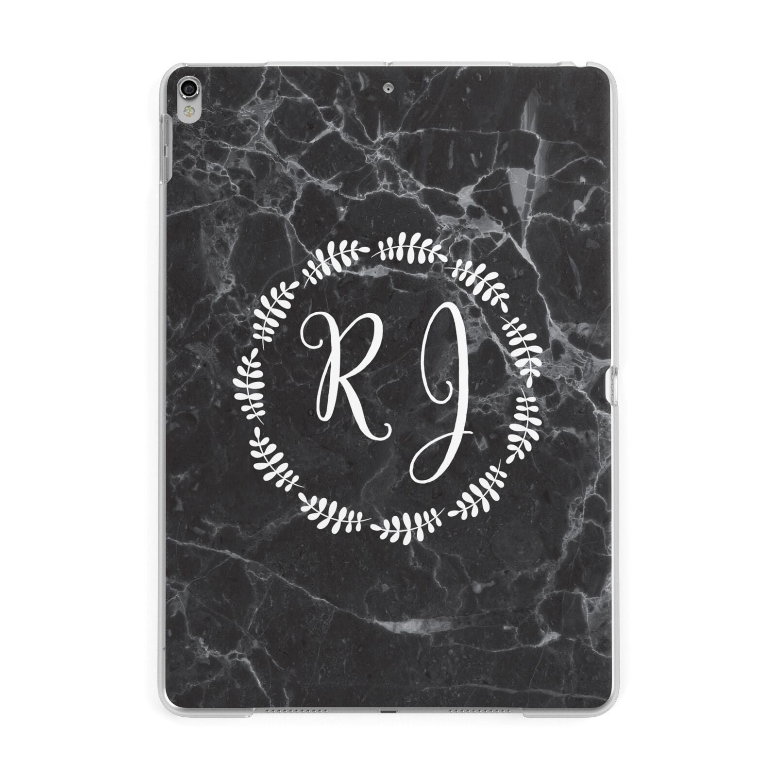 Marble Personalised Initials Apple iPad Silver Case