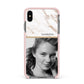 Marble Photo Apple iPhone Xs Max Impact Case Pink Edge on Black Phone