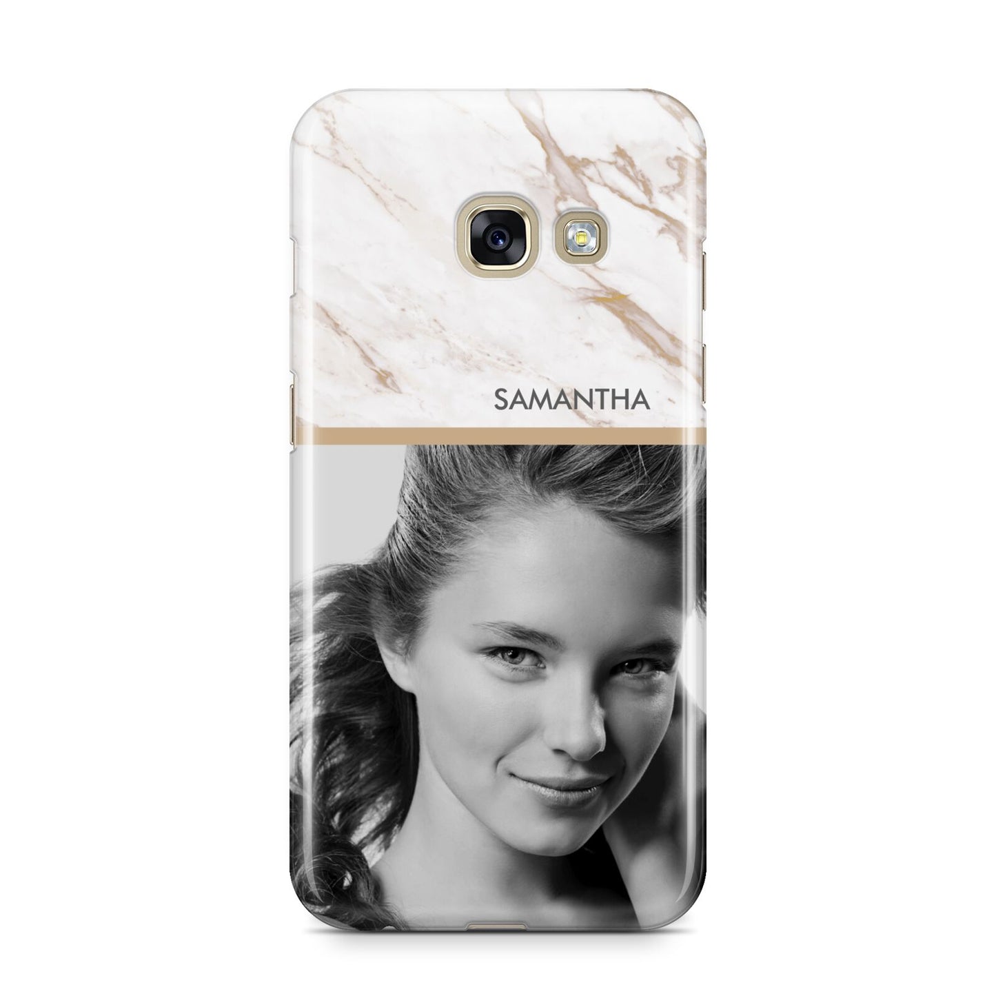 Marble Photo Samsung Galaxy A3 2017 Case on gold phone