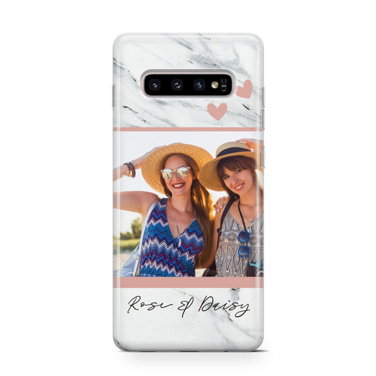 Marble Photo Upload with Text Protective Samsung Galaxy Case