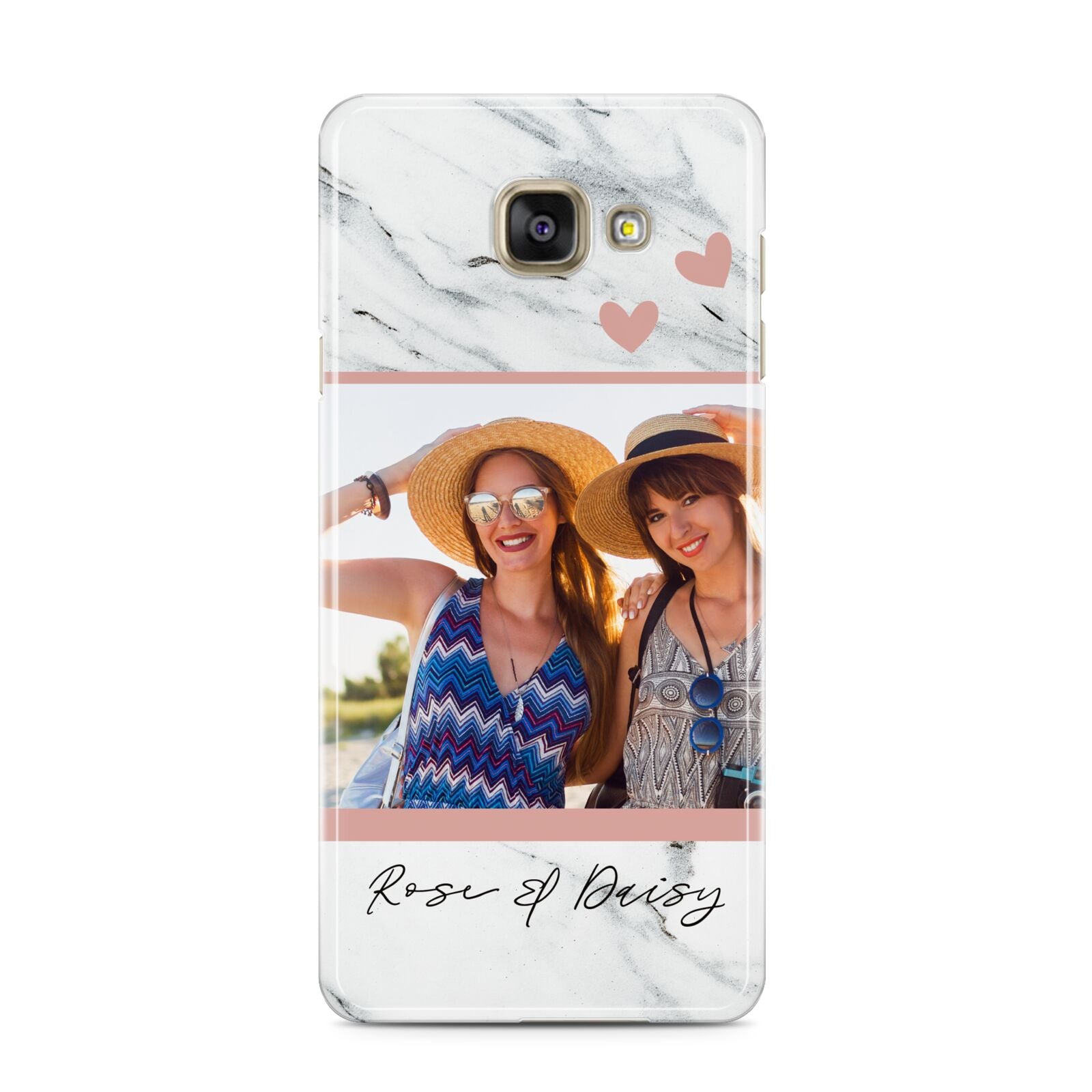 Marble Photo Upload with Text Samsung Galaxy A3 2016 Case on gold phone