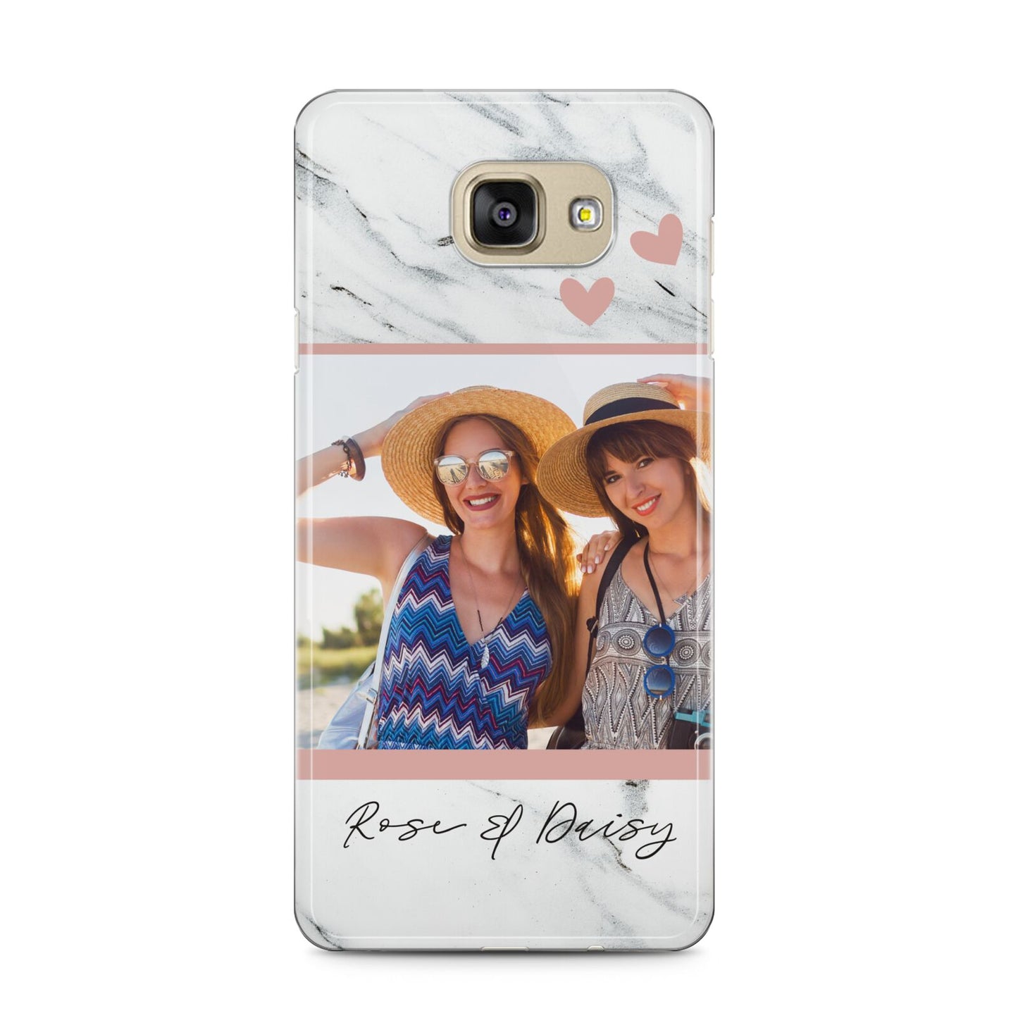 Marble Photo Upload with Text Samsung Galaxy A5 2016 Case on gold phone