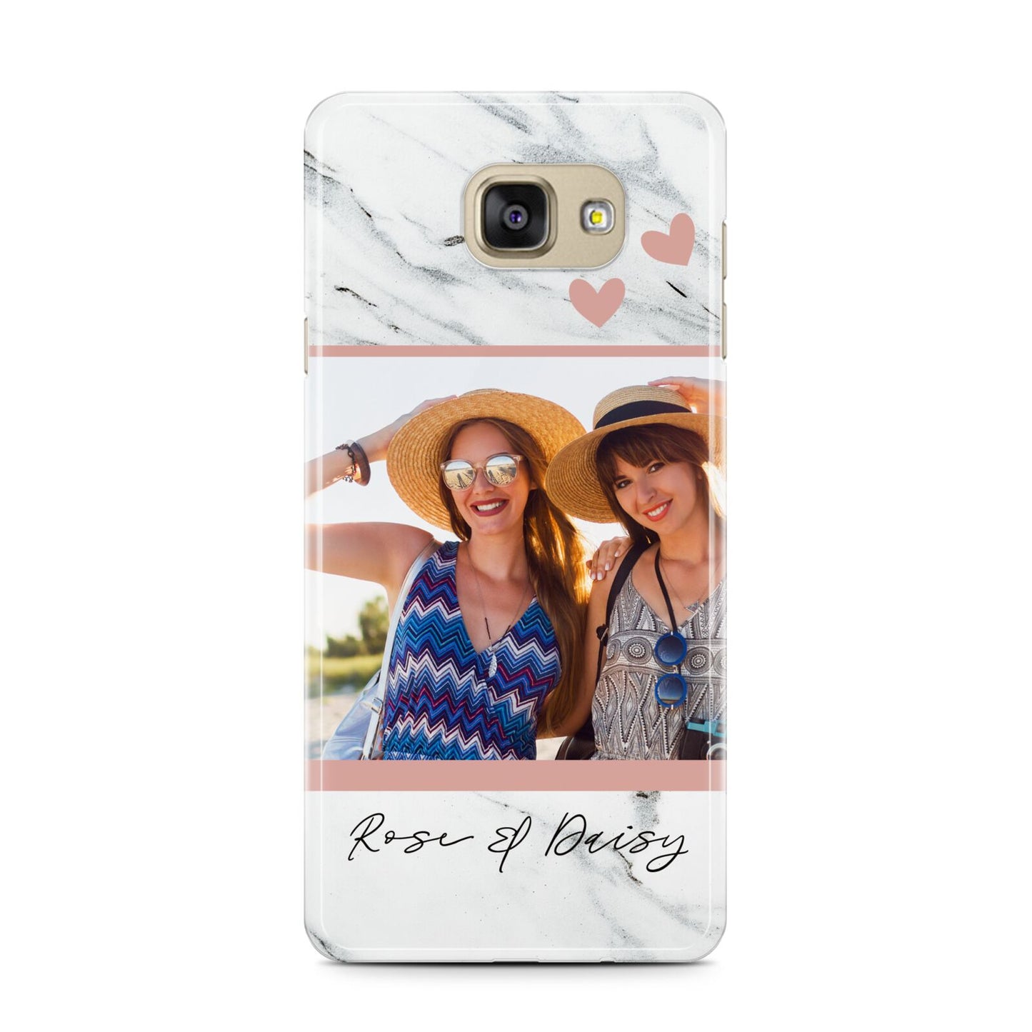 Marble Photo Upload with Text Samsung Galaxy A7 2016 Case on gold phone