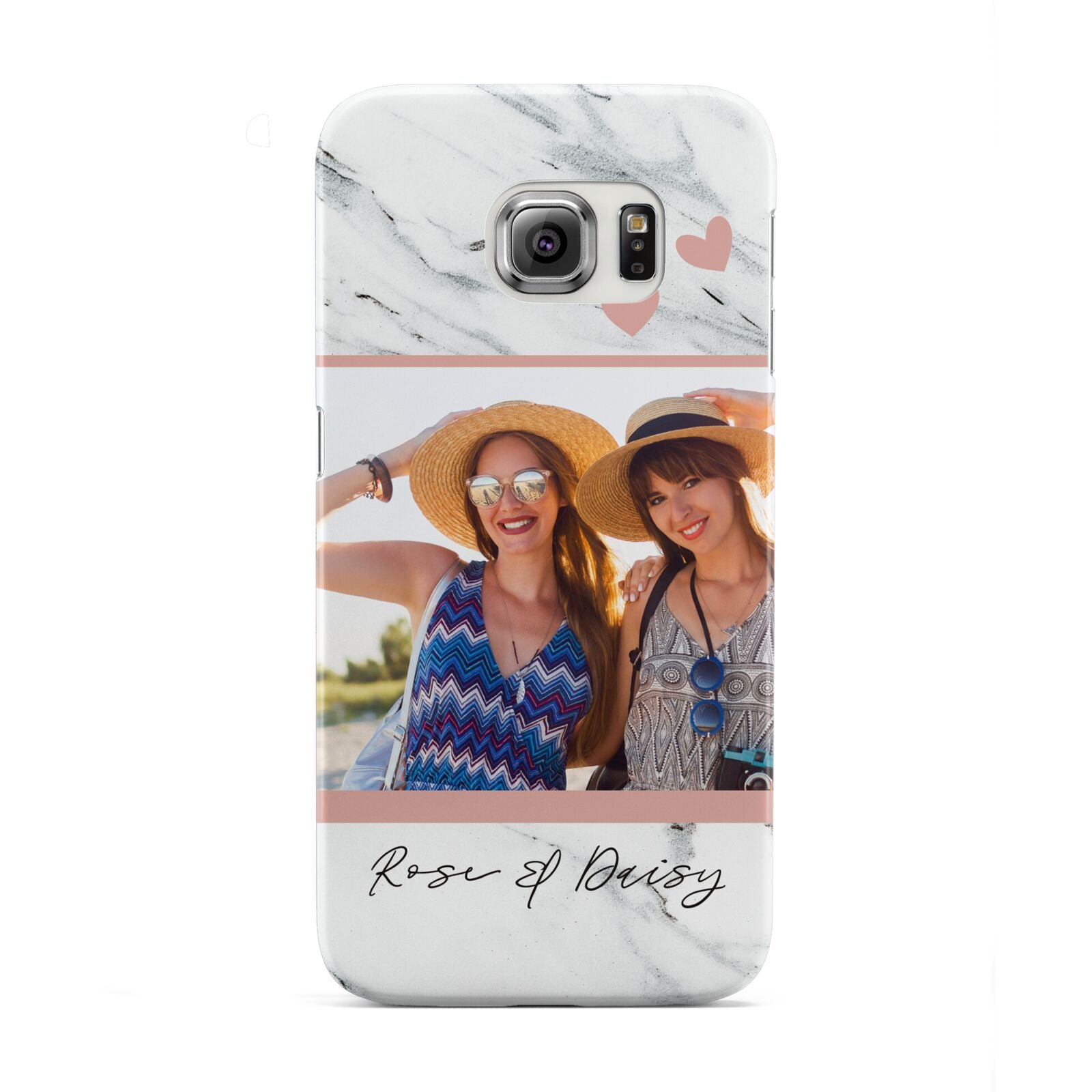 Marble Photo Upload with Text Samsung Galaxy S6 Edge Case