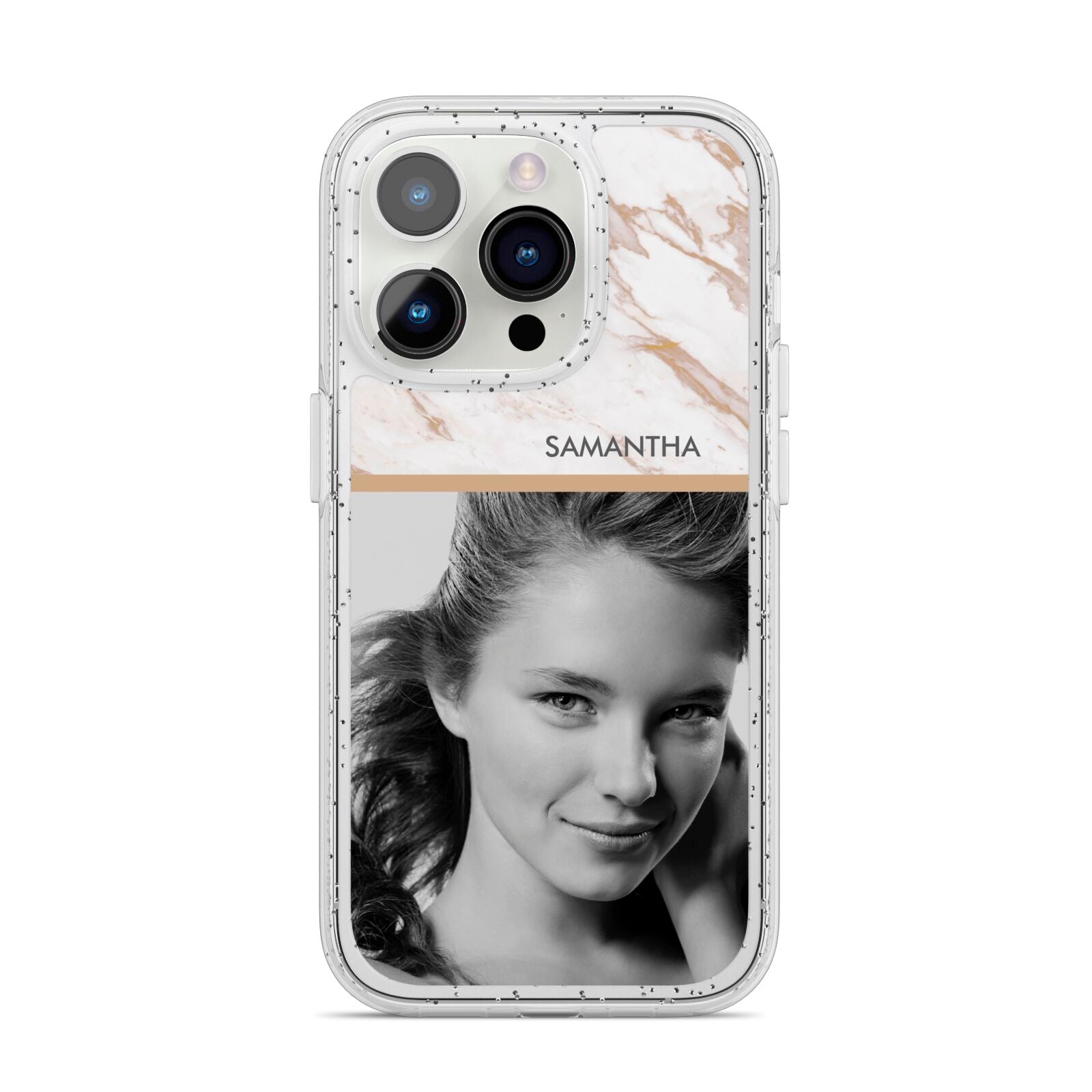 Marble Photo iPhone 14 Pro Glitter Tough Case Silver